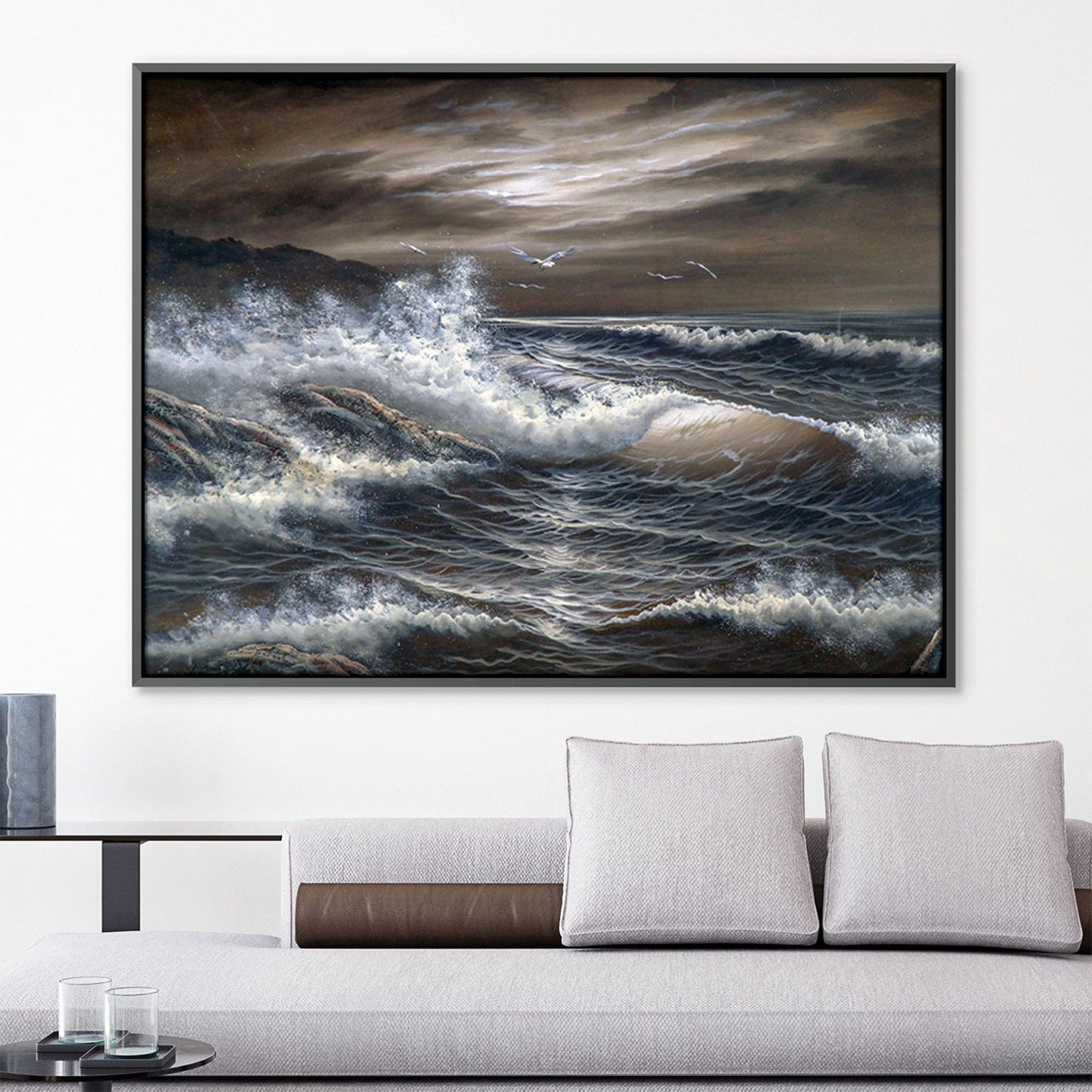 Energizing Ocean Waves: Dramatic Seascape Oil Painting for Coastal Home Decor