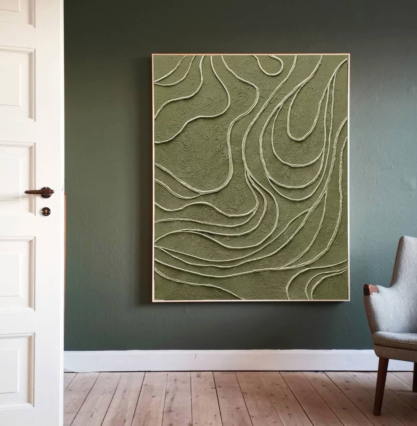 Contemporary Minimalist Line Art Oil Painting for Modern Home Decor