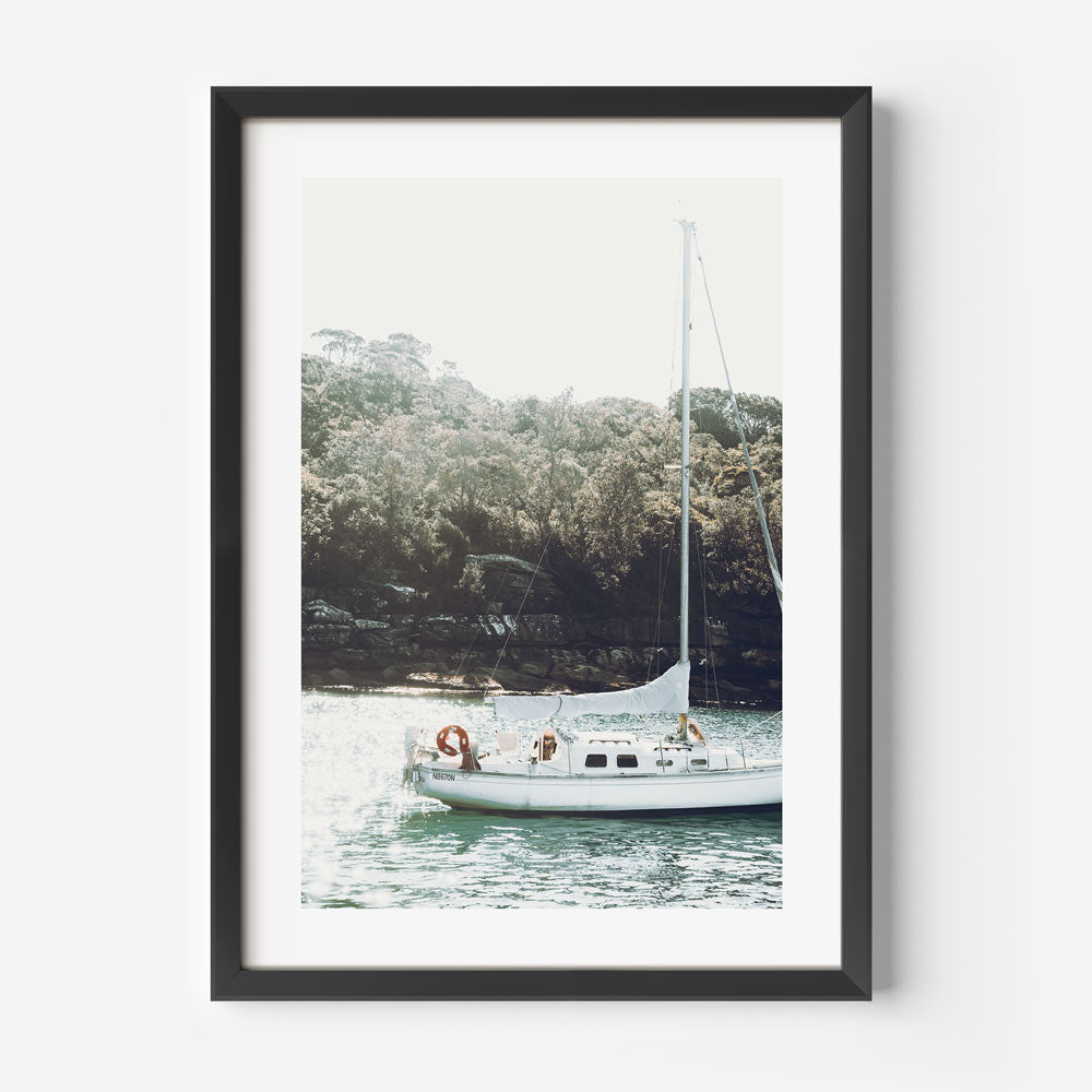 Tranquil Sailing Scene: Serene Oil Painting of a Boat on Calm Waters