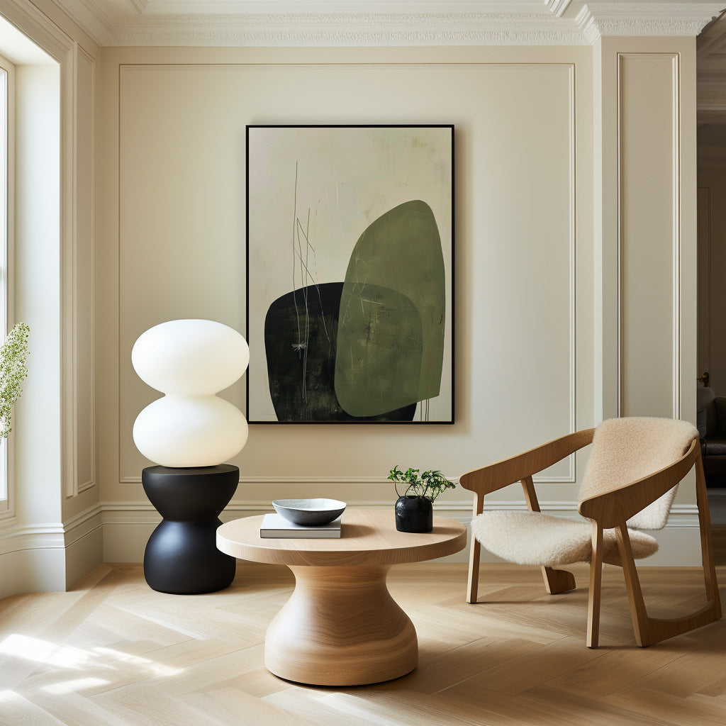 Contemporary Green Abstract Oil Painting for Modern Home Decor