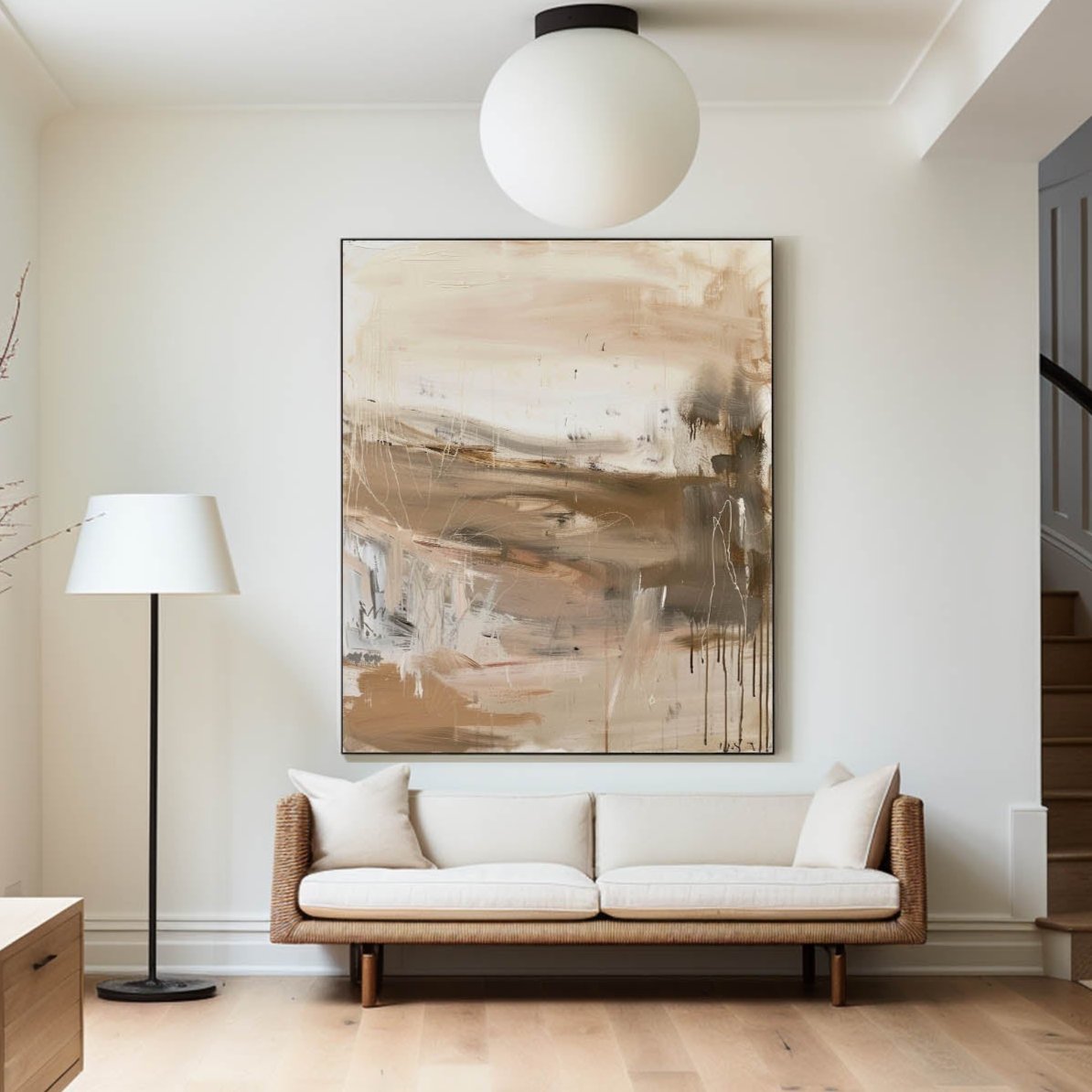 Contemporary Abstract Oil Painting in Warm Earth Tones for Modern Decor