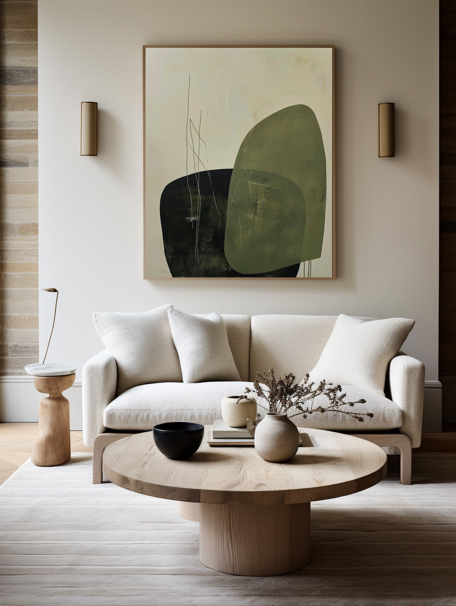 Contemporary Green Abstract Oil Painting for Modern Home Decor