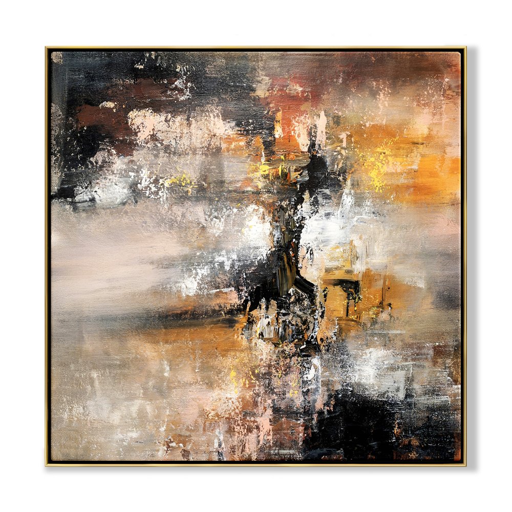Abstract Oil Painting of Sandstorm with Rich Earthy Tones and Mysterious Depths