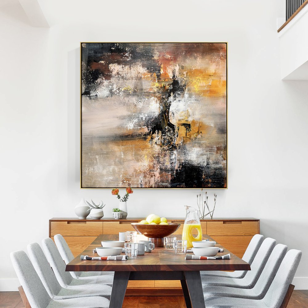 Abstract Oil Painting of Sandstorm with Rich Earthy Tones and Mysterious Depths