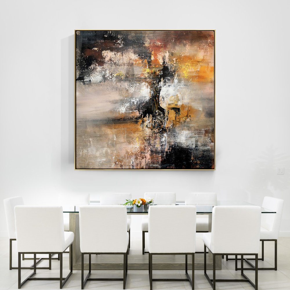 Abstract Oil Painting of Sandstorm with Rich Earthy Tones and Mysterious Depths