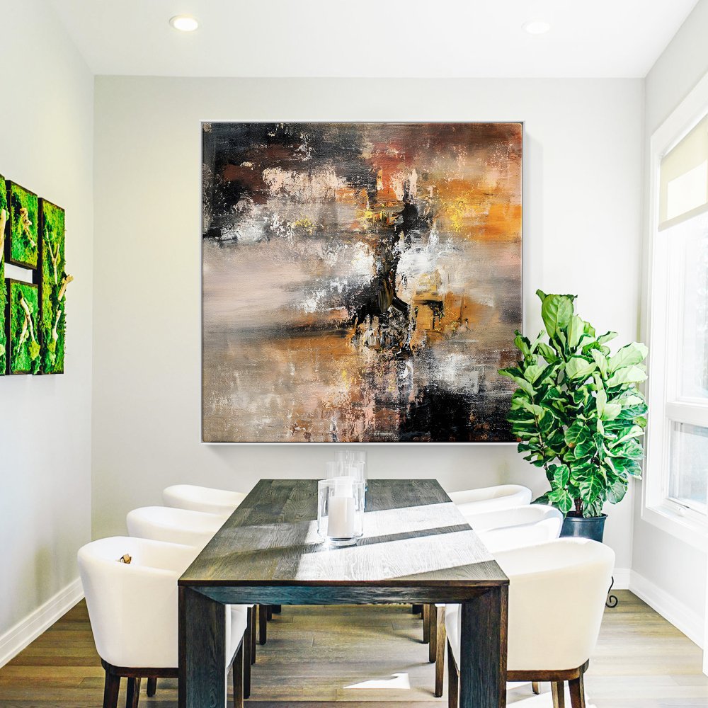 Abstract Oil Painting of Sandstorm with Rich Earthy Tones and Mysterious Depths