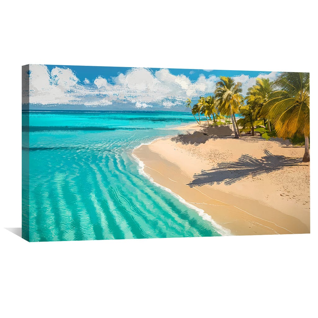 Tropical Beach Escape: Serene Ocean View Oil Painting for Coastal Home Decor