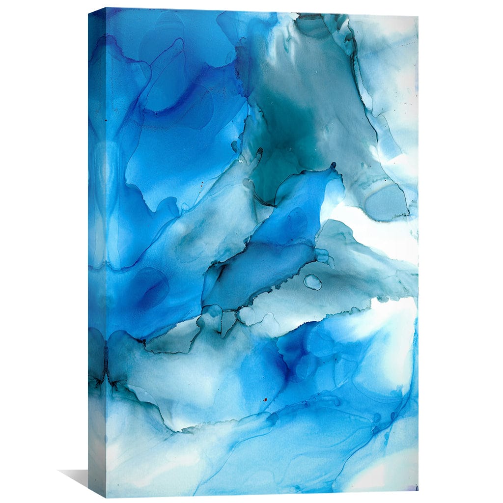 Abstract Blue Waves Oil Painting for Modern Home Decor