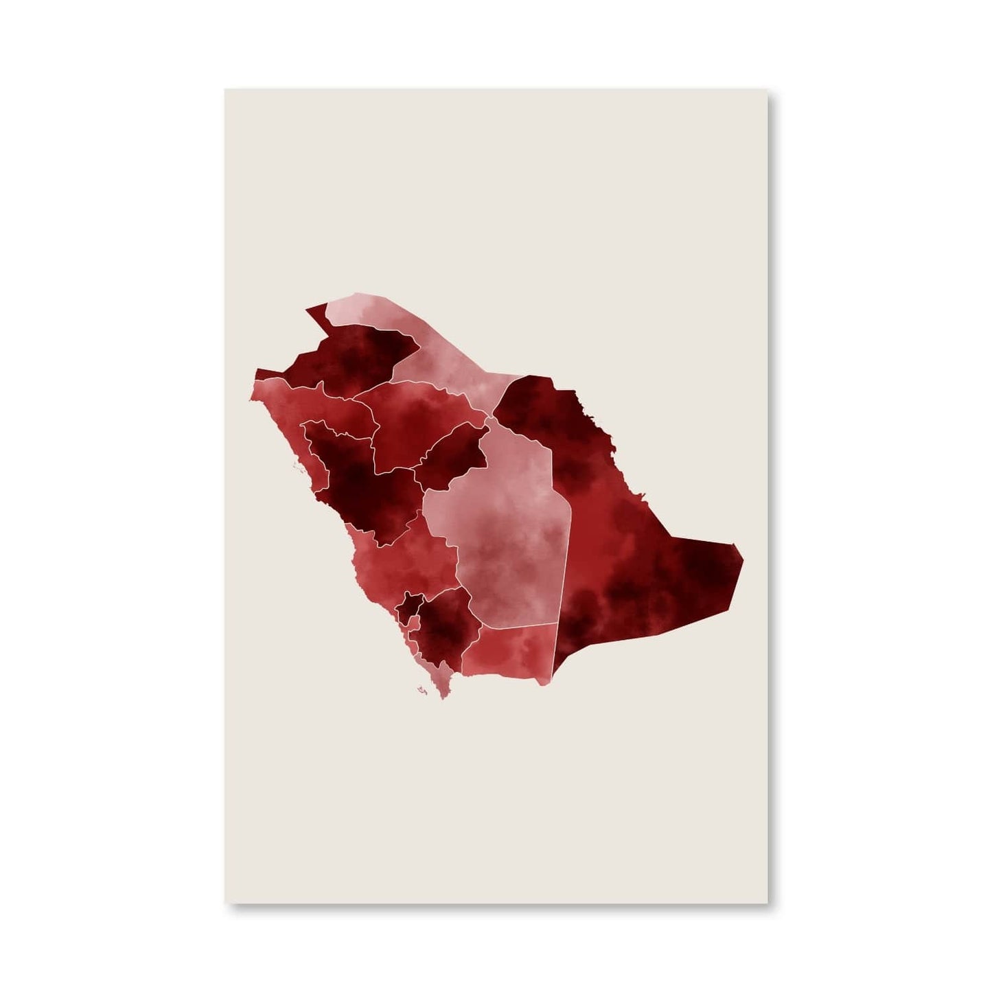 Elegant Saudi Arabia Watercolor Map Art Print for Home Decor