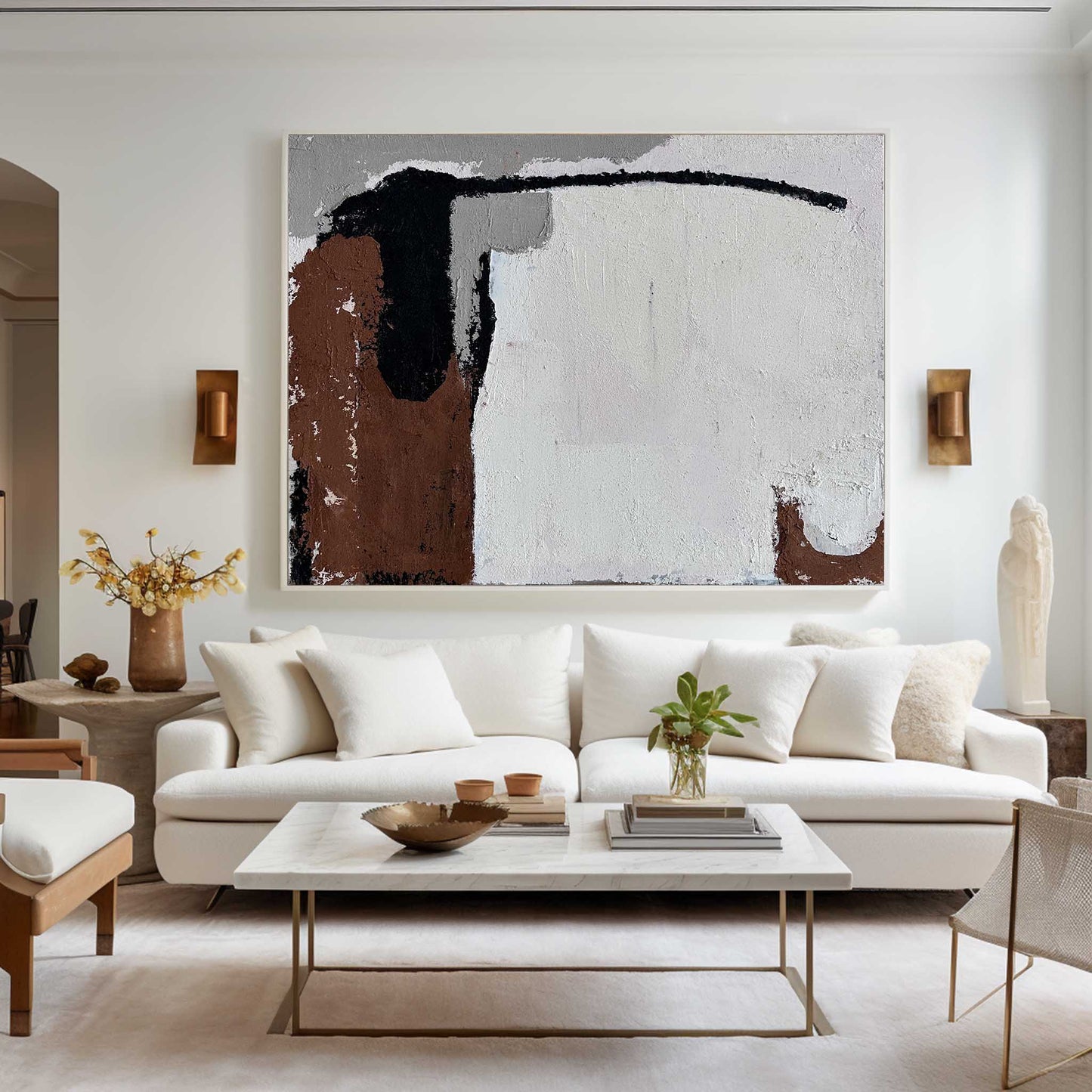 Modern Wabi-Sabi Abstract Oil Painting for Minimalist Home Decor