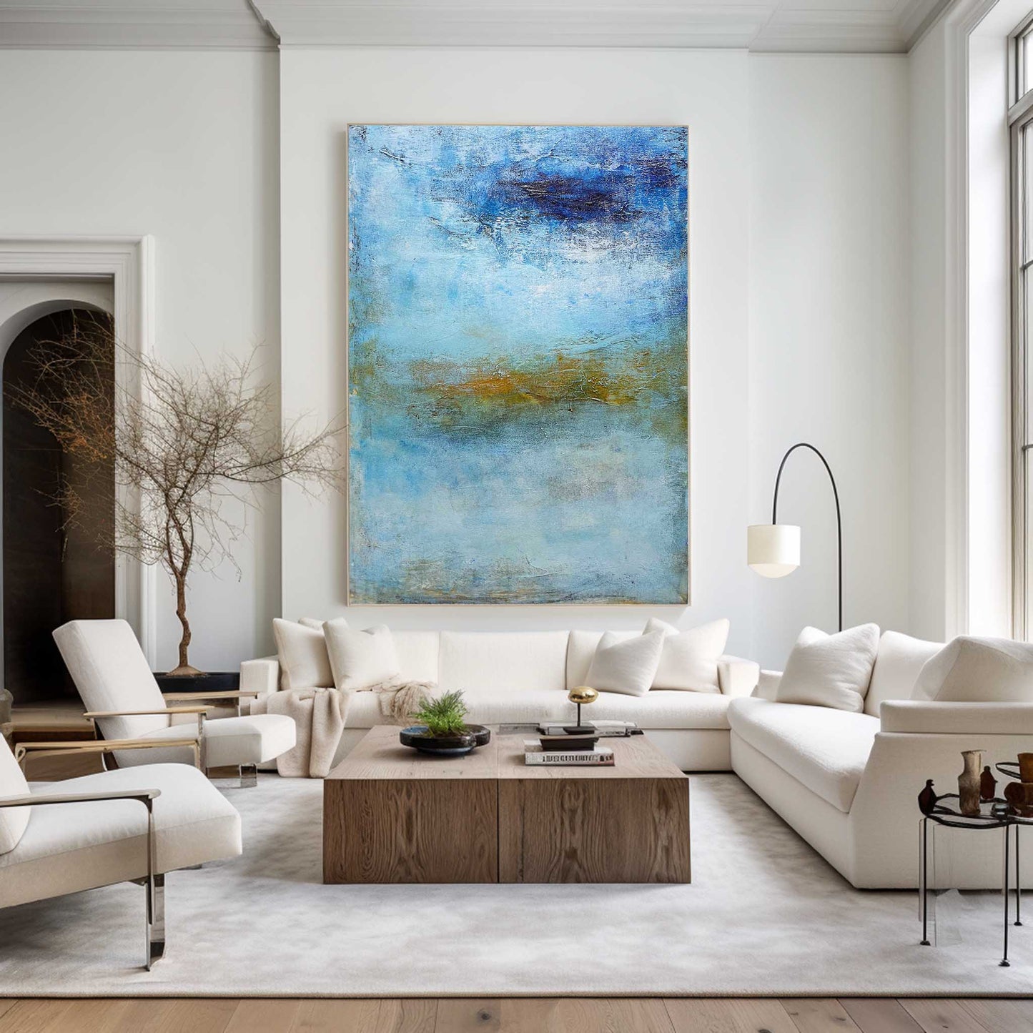 Serene Coastal Wave Oil Painting - Tranquil Ocean Abstract Art for Nautical Decor