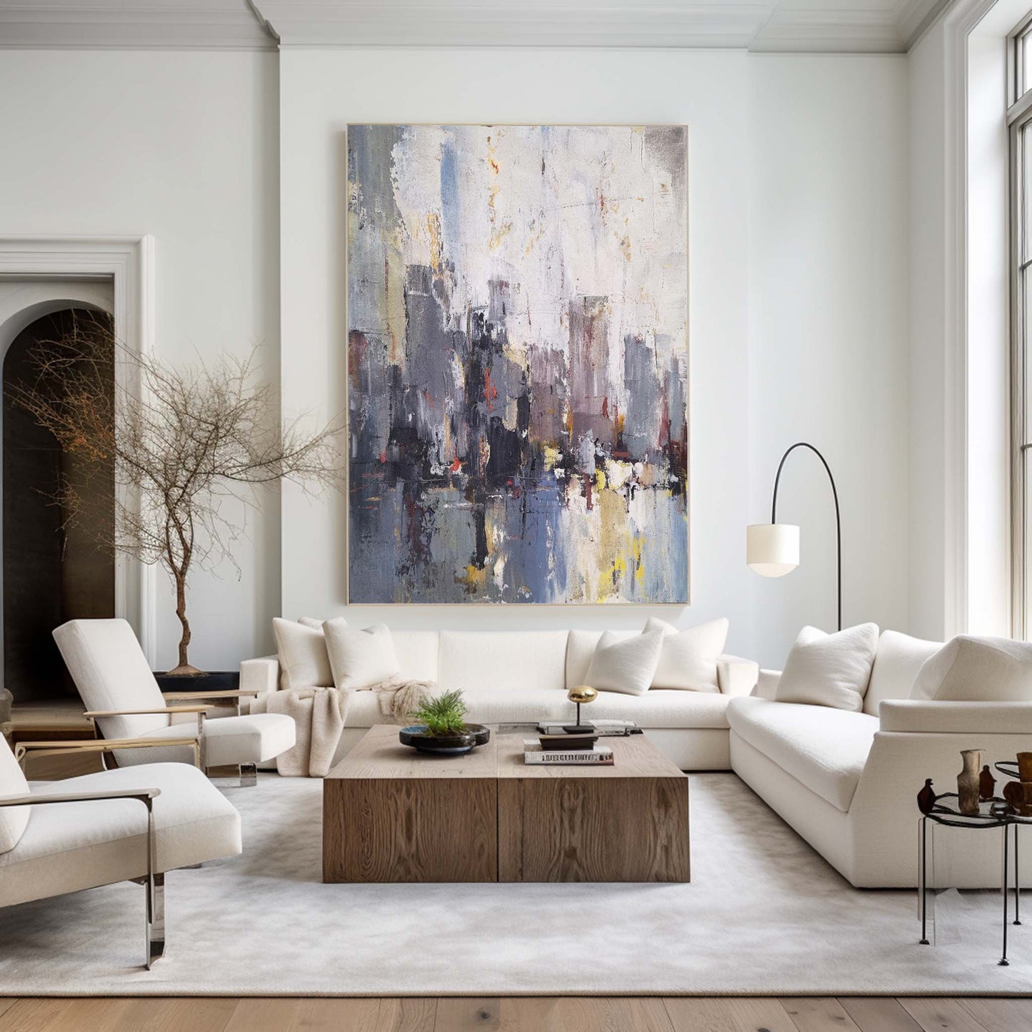 Contemporary Urban Abstract Oil Painting for Modern Home Decor