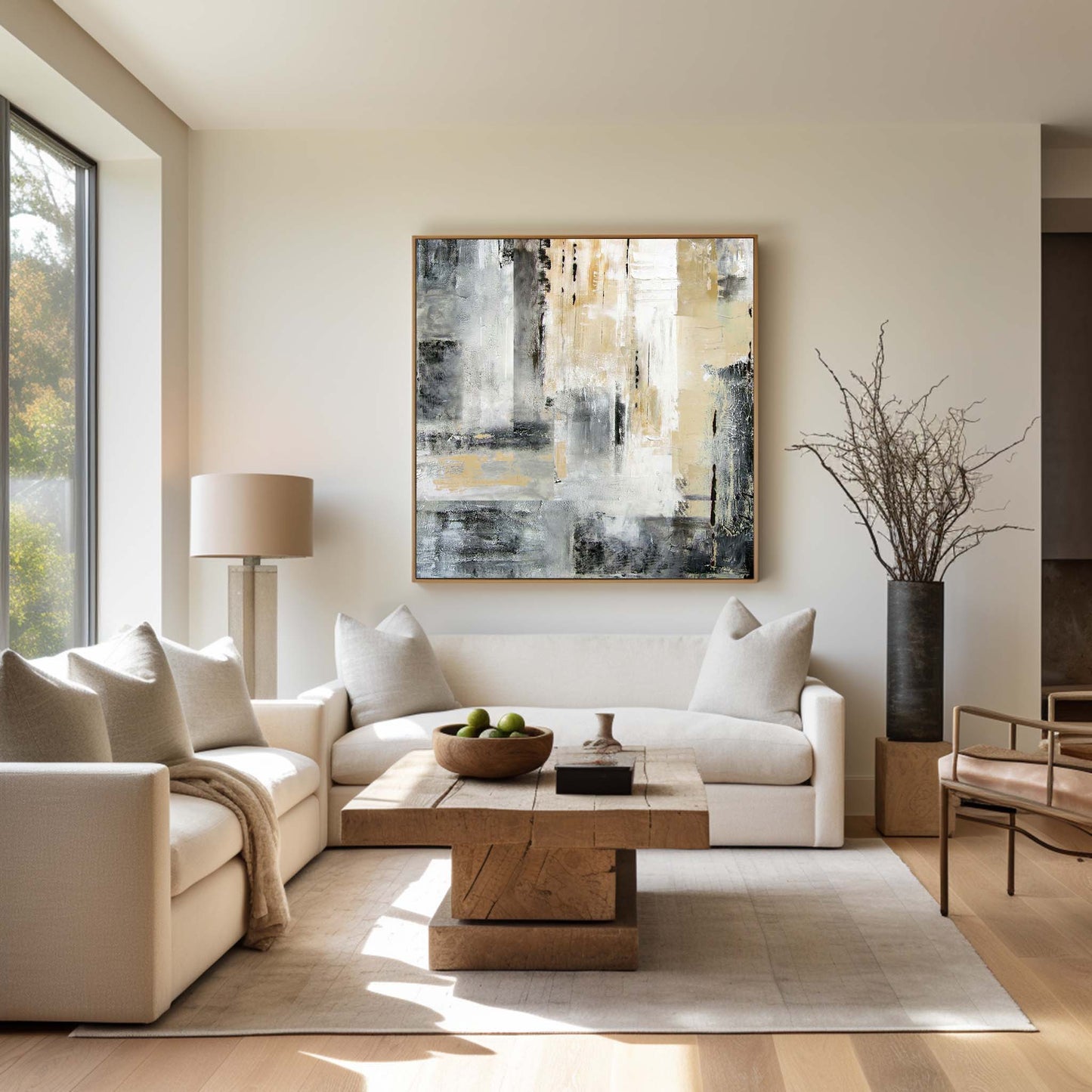 Contemporary Abstract Skyline Oil Painting for Modern Home Decor