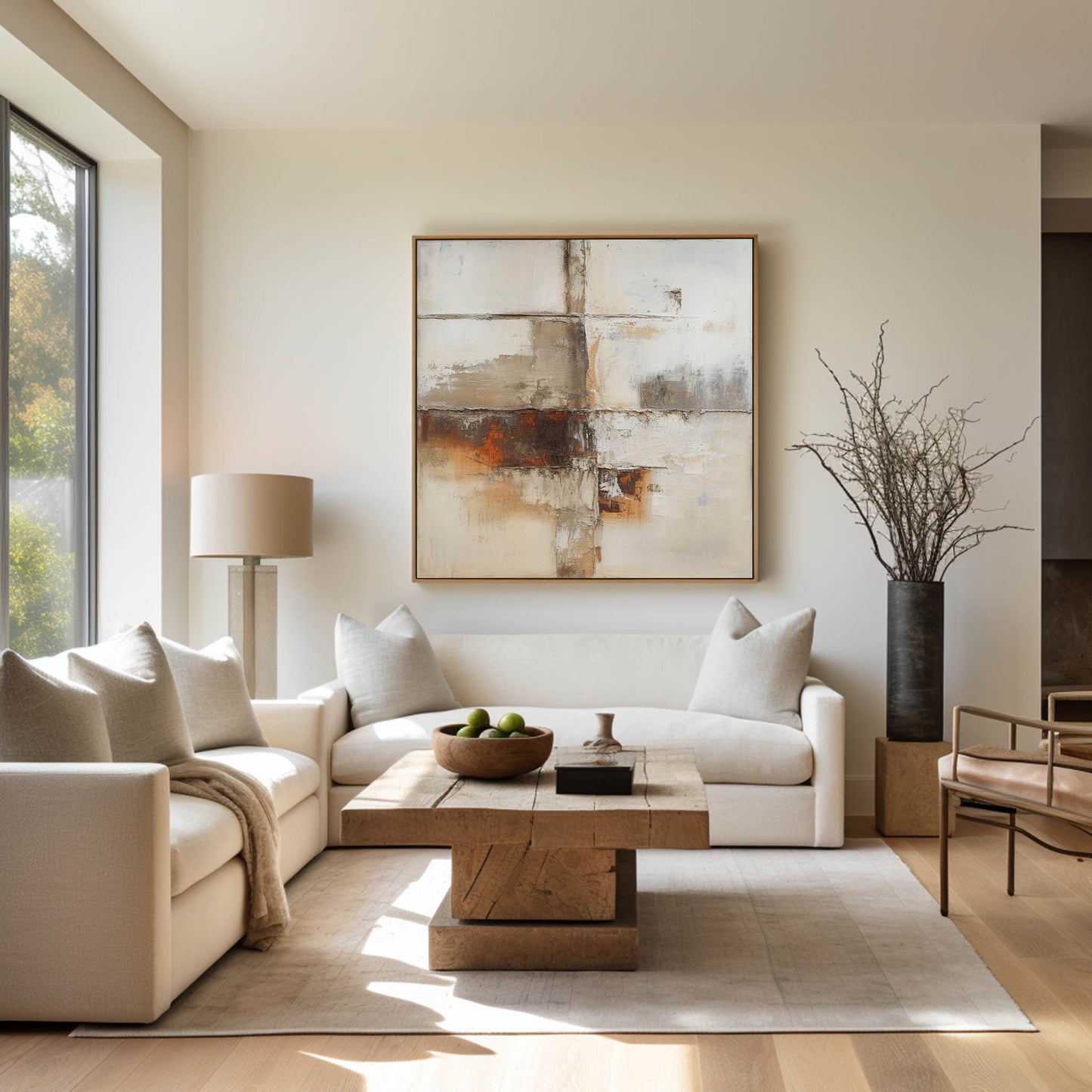 Contemporary Rustic Abstract Oil Painting for Modern Home Decor