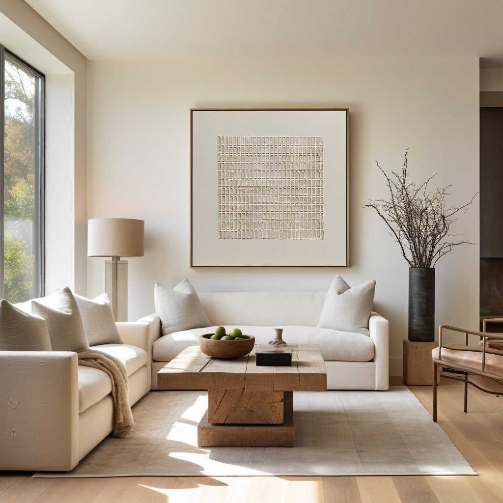 Wabi-Sabi Minimalist Oil Painting - Textured Natural Tones for Modern Home Decor
