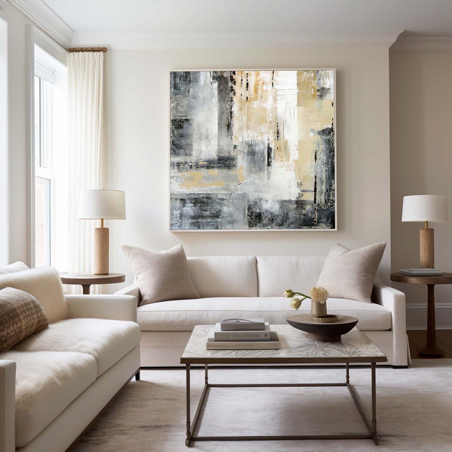 Contemporary Abstract Skyline Oil Painting for Modern Home Decor
