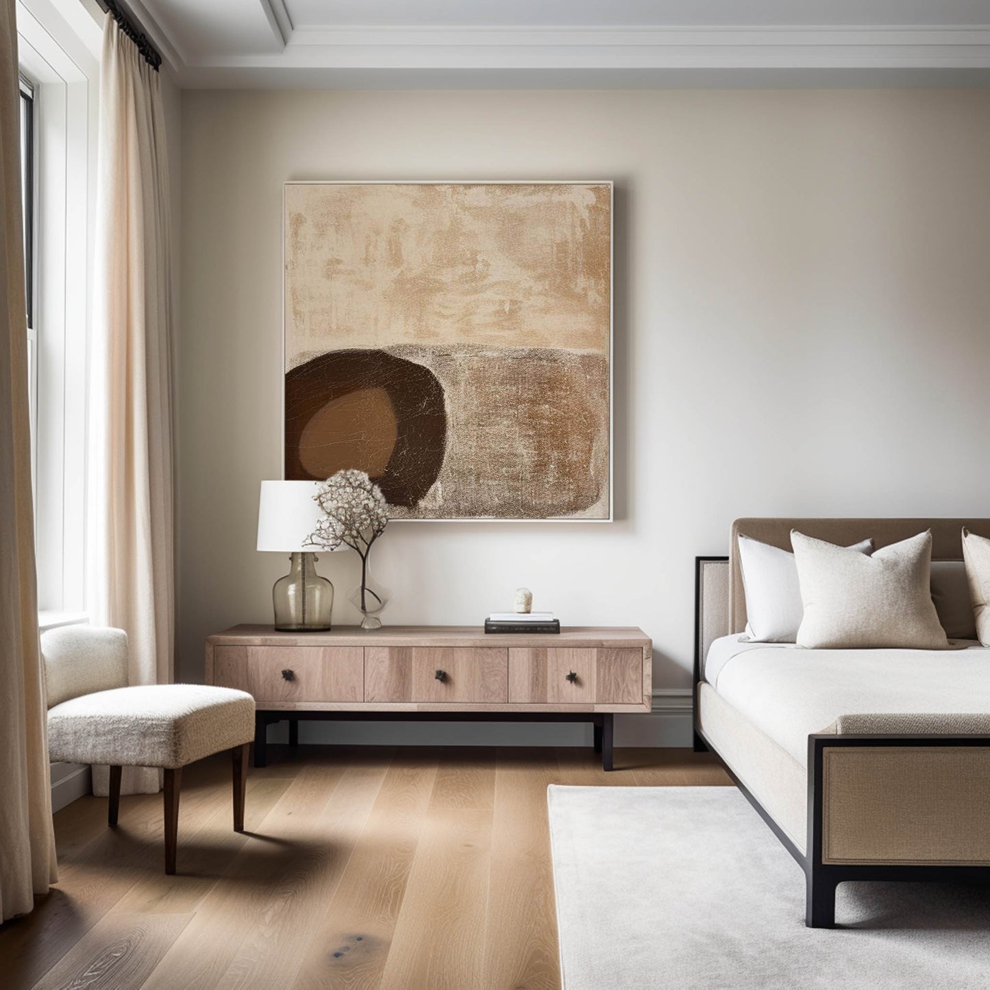 Contemporary Abstract Oil Painting with Earthy Tones for Modern Decor