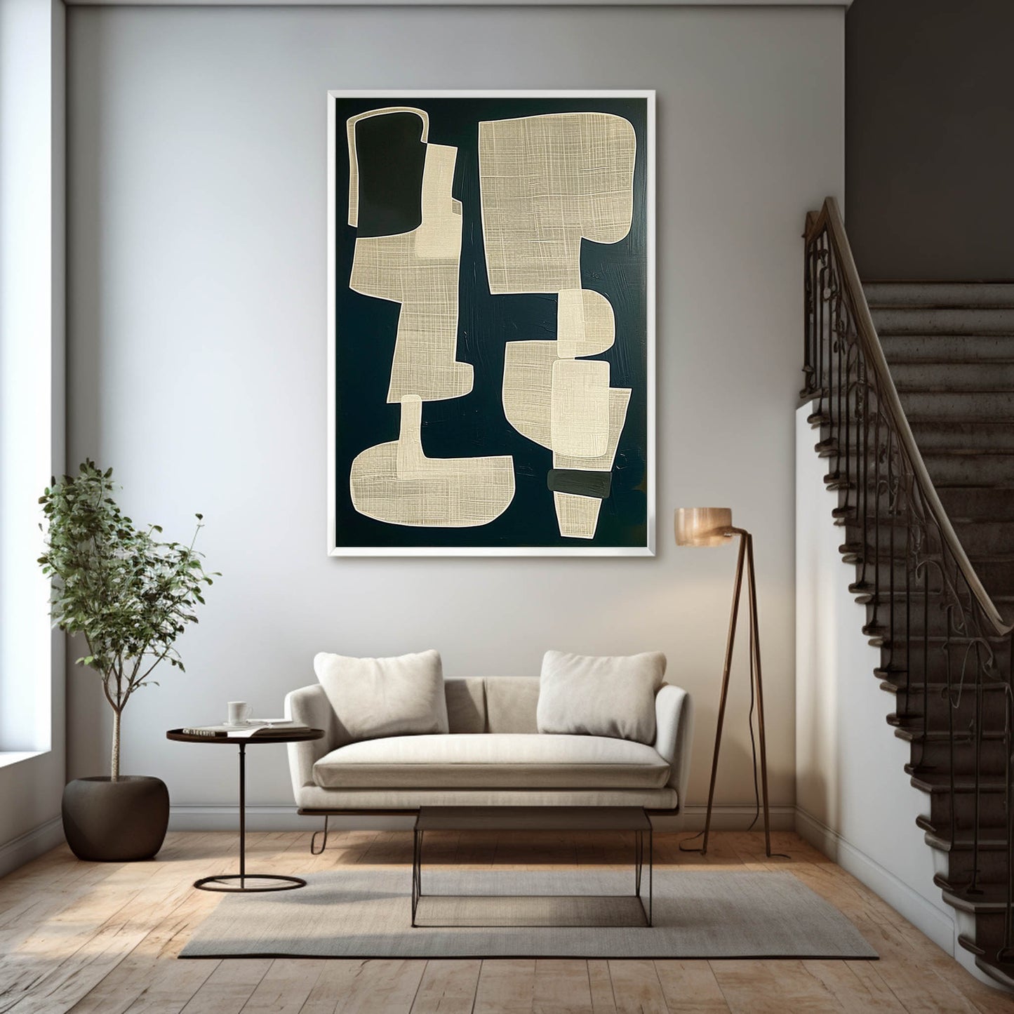 Abstract Wabi-Sabi Modern Wall Art for Minimalist Decor in Neutral Tones