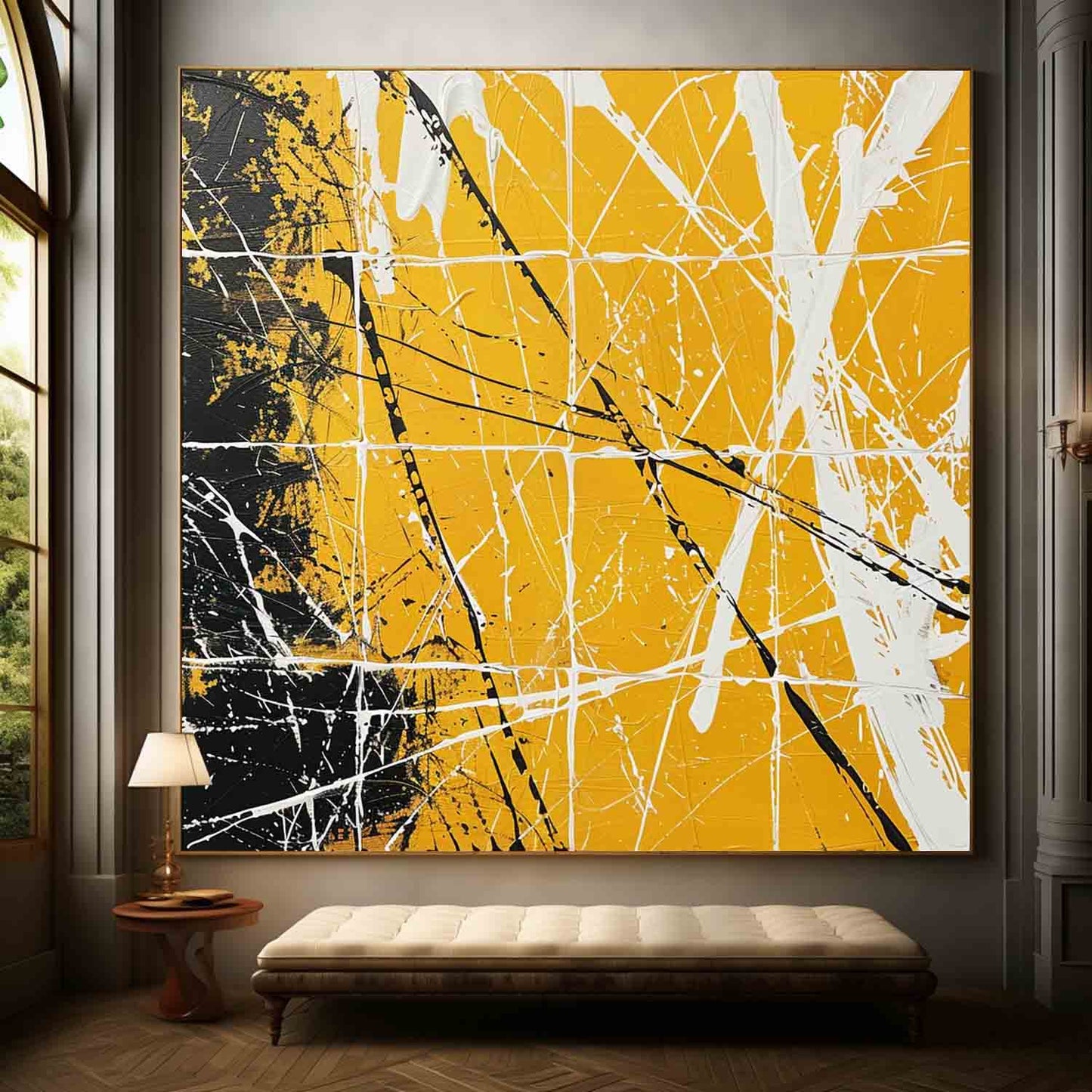 Bold Yellow Abstract Expressionism Painting for Modern Art Lovers