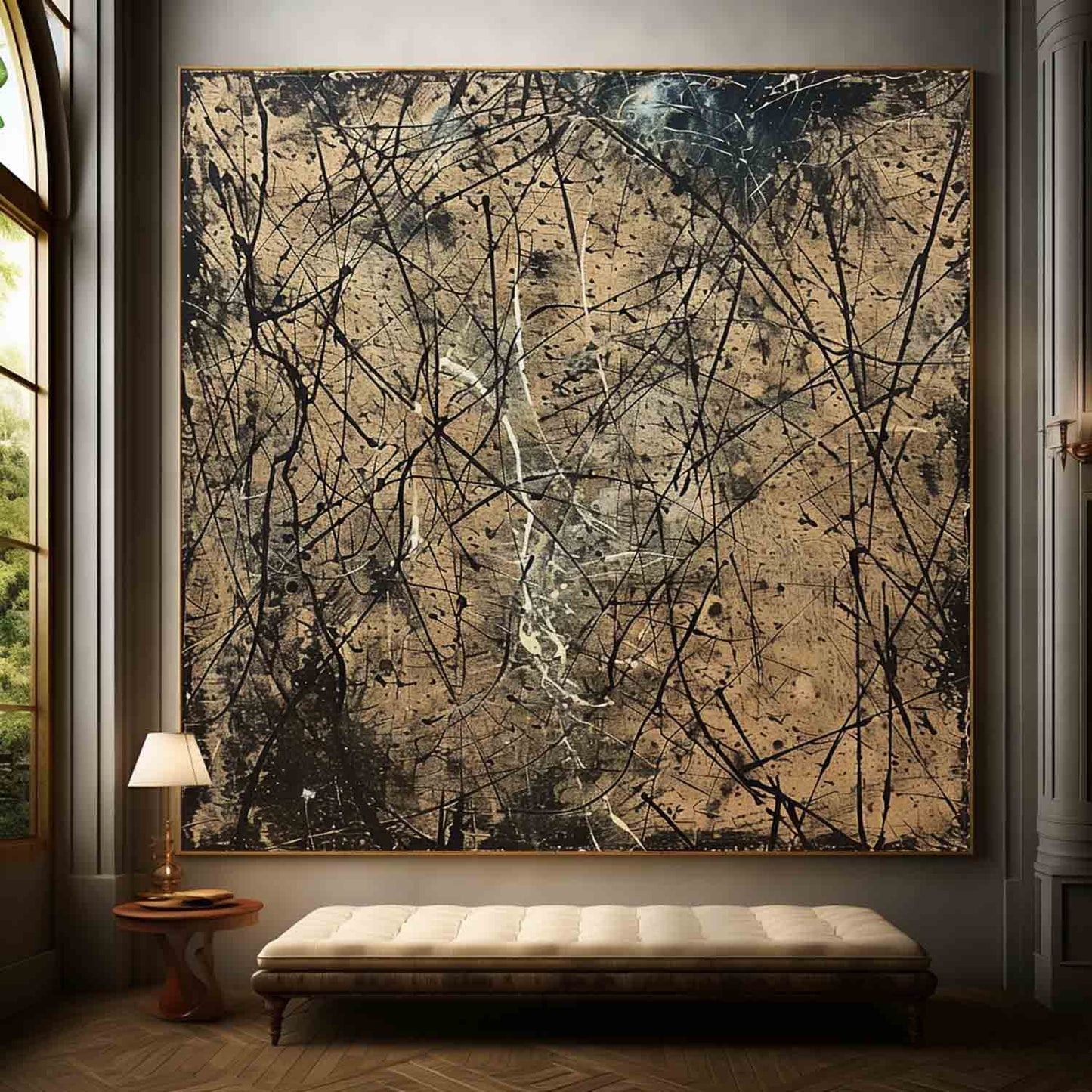 Contemporary Abstract Oil Painting with Dynamic Textures and Bold Lines