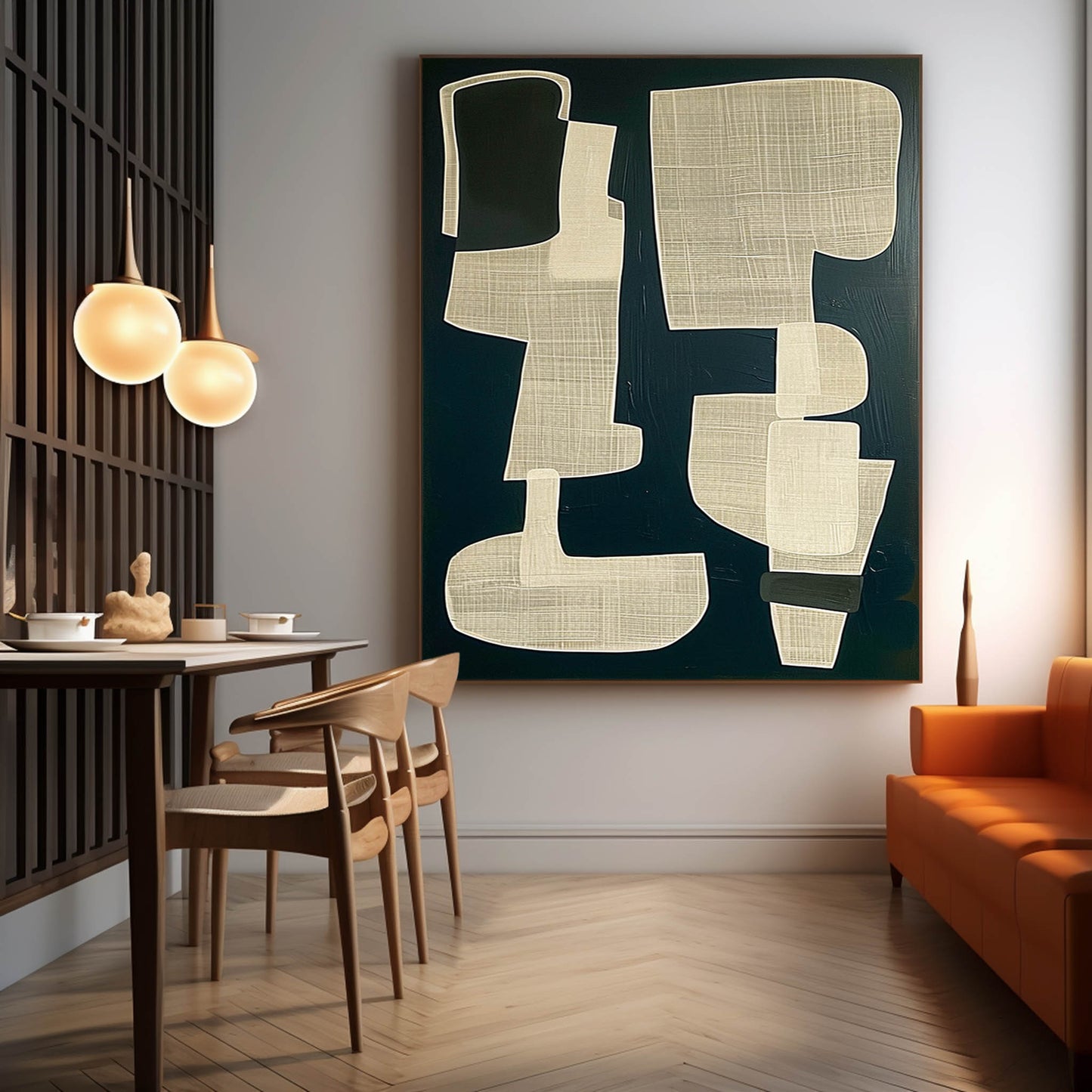 Abstract Wabi-Sabi Modern Wall Art for Minimalist Decor in Neutral Tones