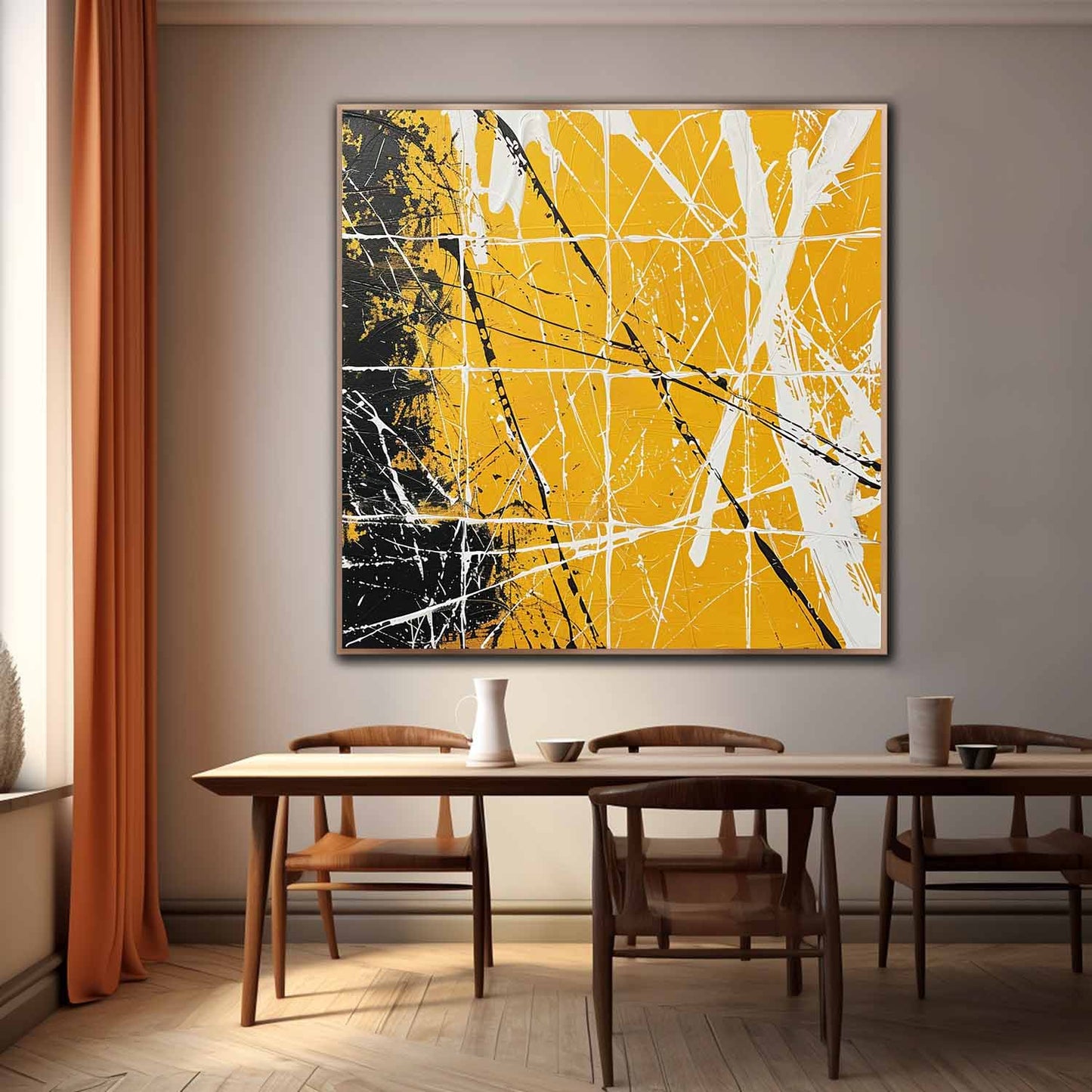 Bold Yellow Abstract Expressionism Painting for Modern Art Lovers