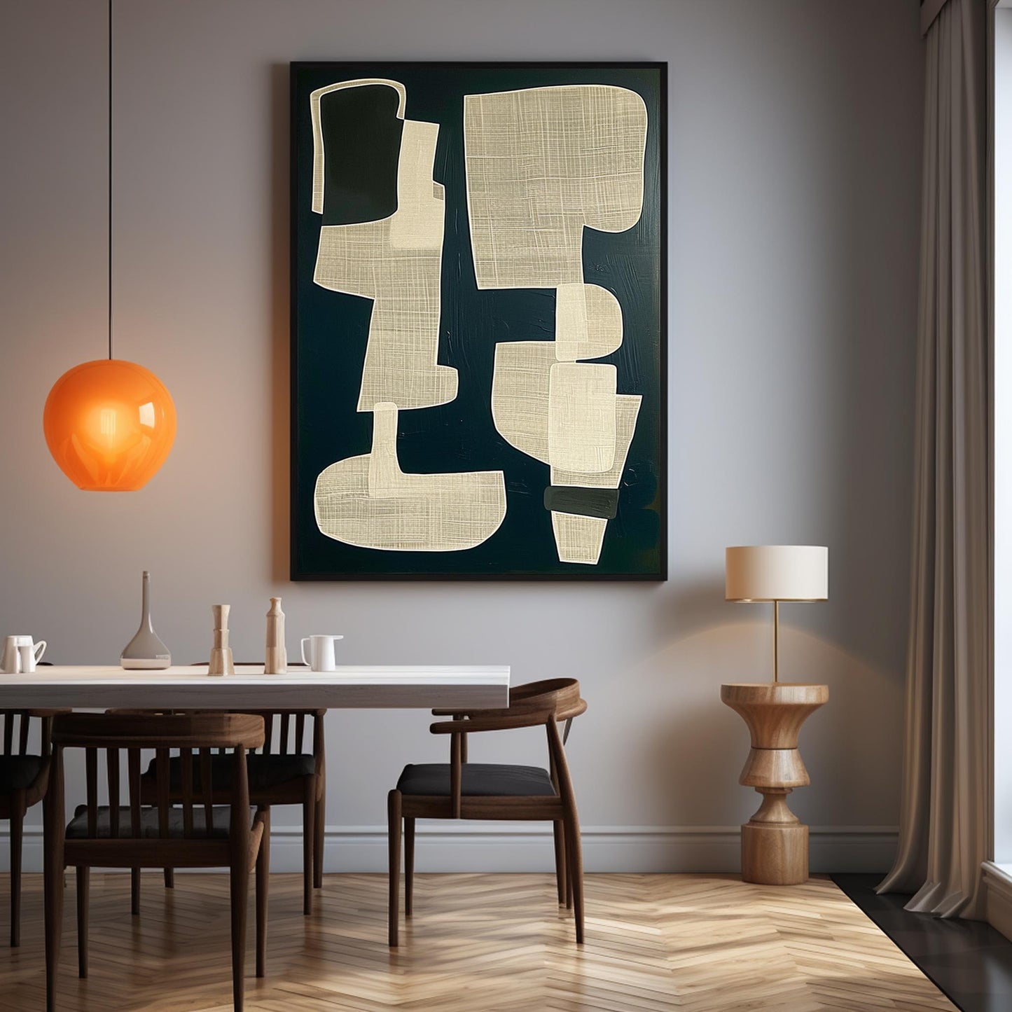 Abstract Wabi-Sabi Modern Wall Art for Minimalist Decor in Neutral Tones