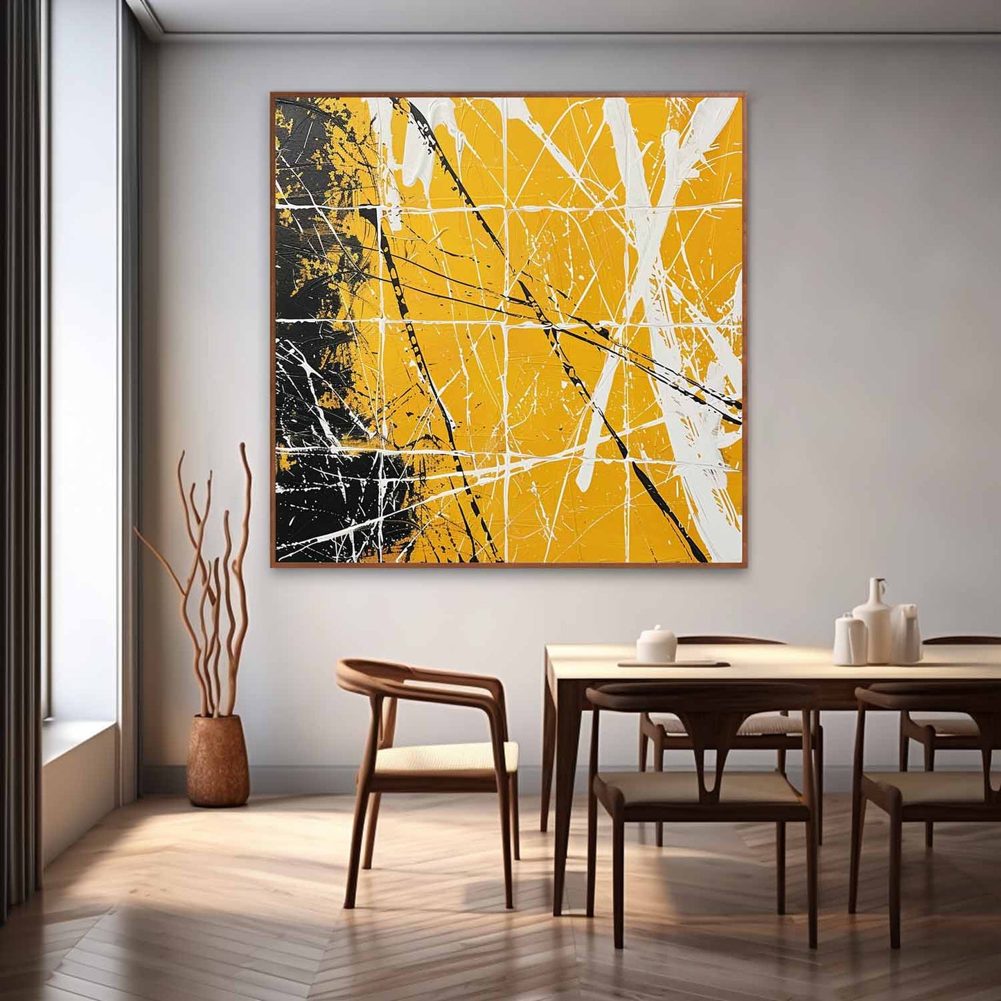 Bold Yellow Abstract Expressionism Painting for Modern Art Lovers