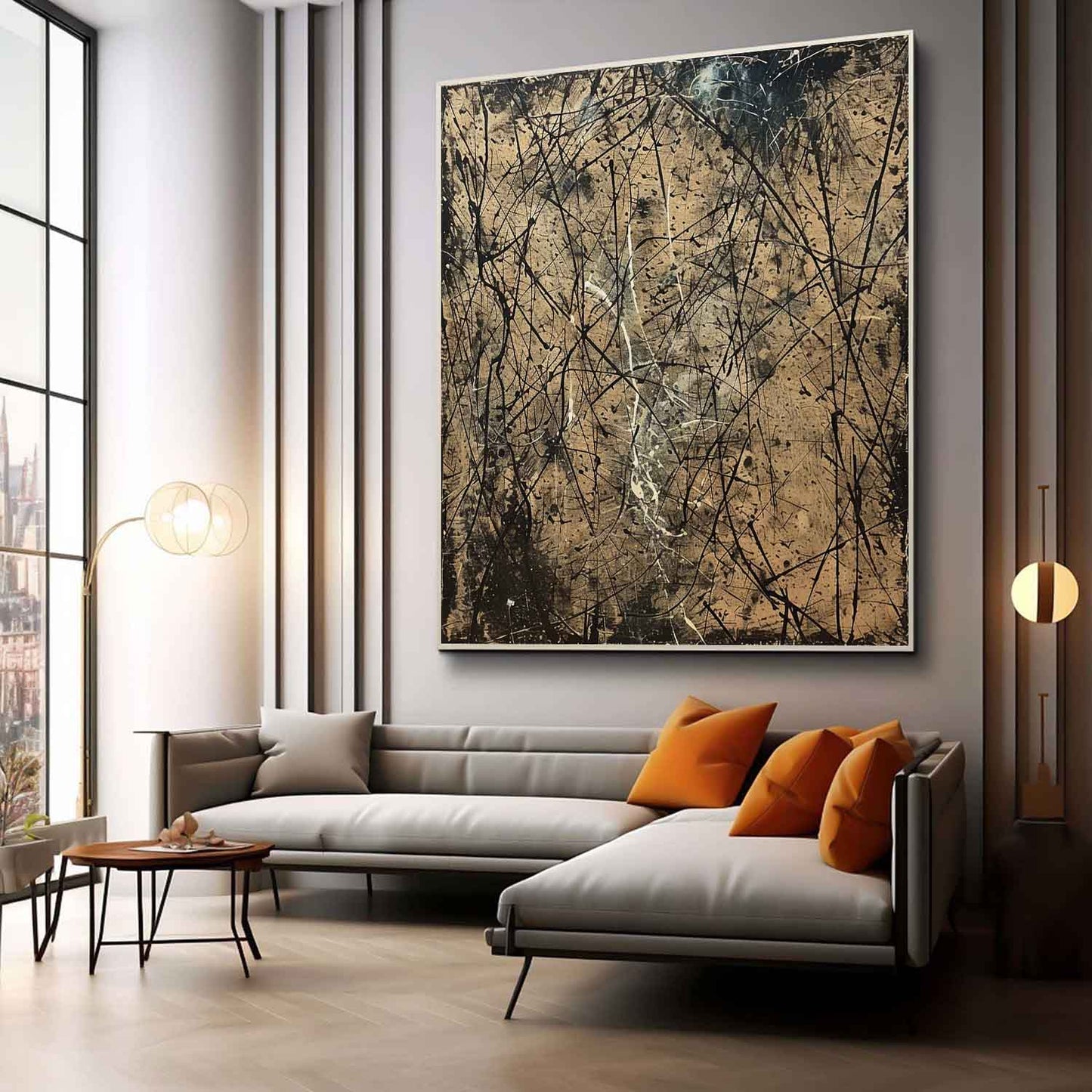 Contemporary Abstract Oil Painting with Dynamic Textures and Bold Lines