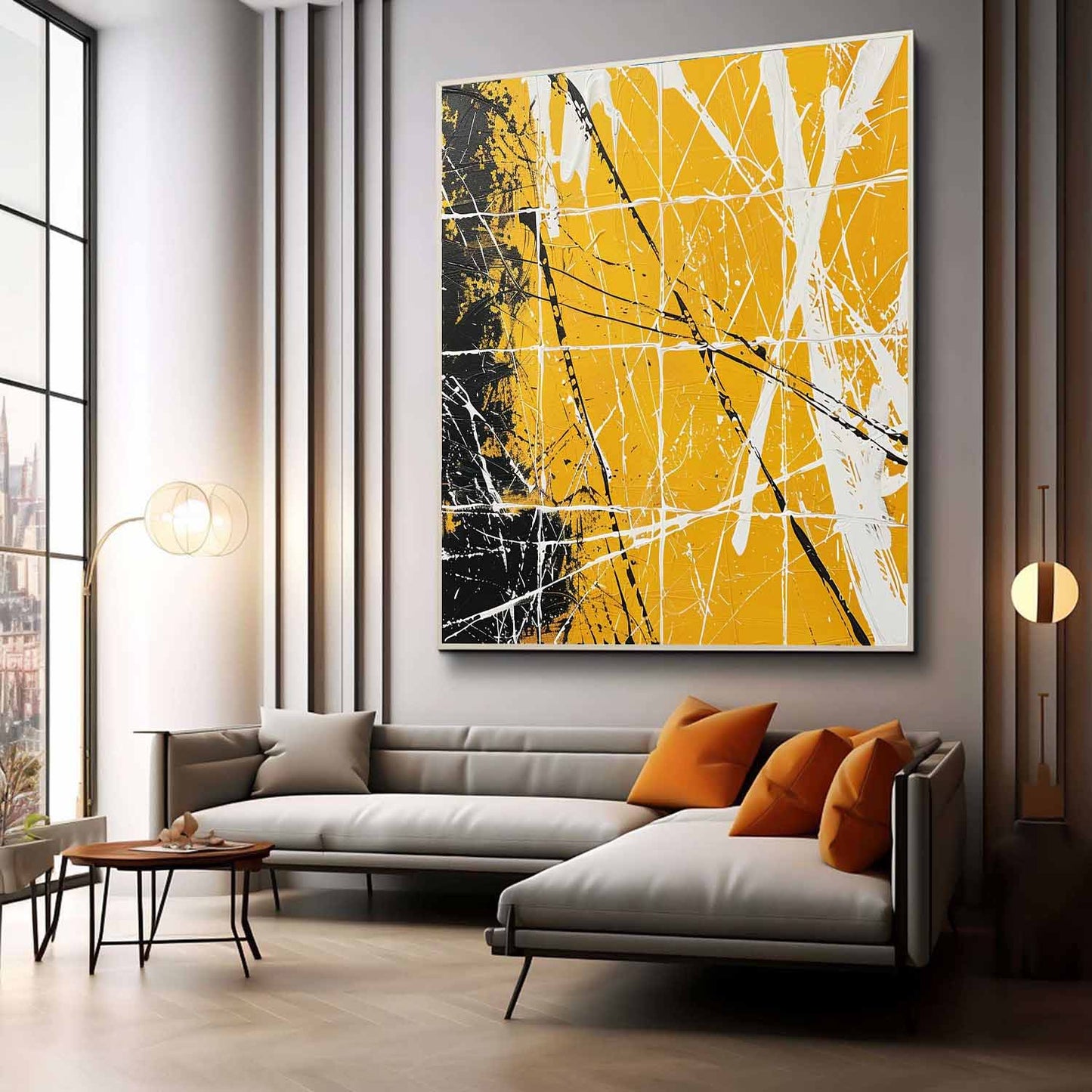Bold Yellow Abstract Expressionism Painting for Modern Art Lovers