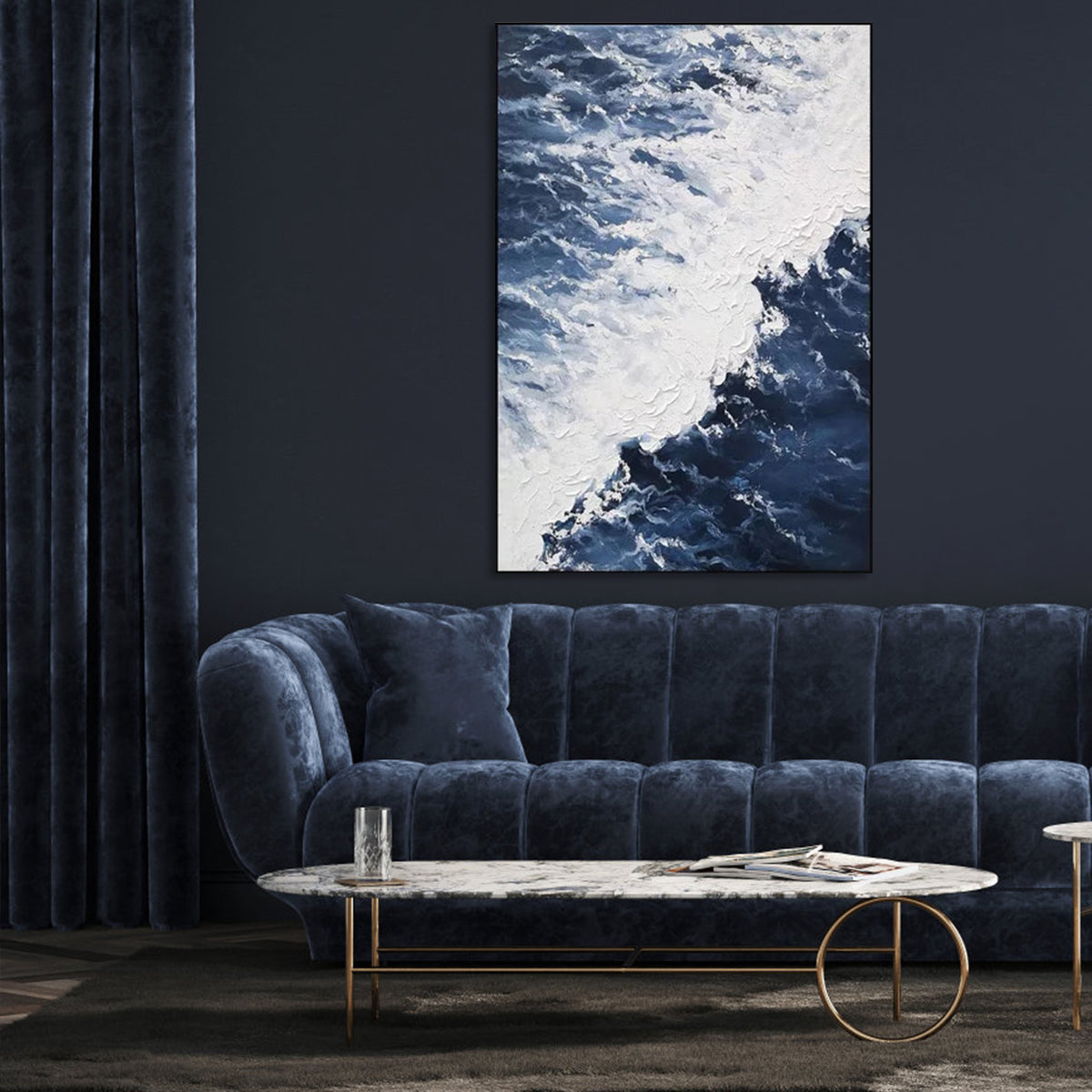 Coastal Serenity: Captivating Ocean Wave Oil Painting for Elegant Home Decor
