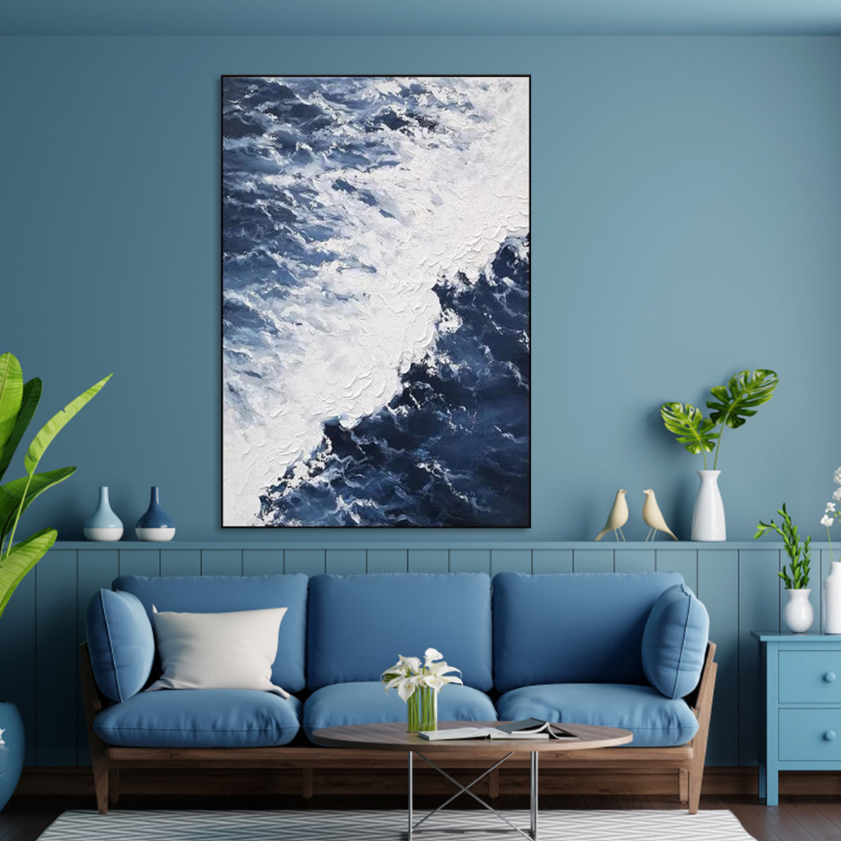 Coastal Serenity: Captivating Ocean Wave Oil Painting for Elegant Home Decor