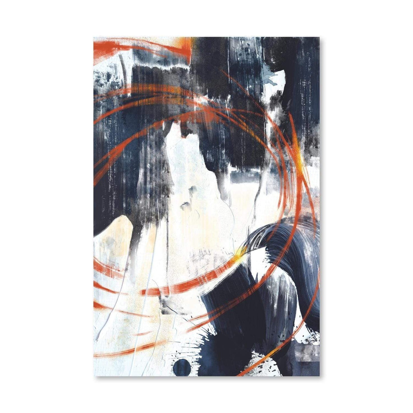 Abstract Serenity Oil Painting with Dynamic Brushwork and Bold Colors