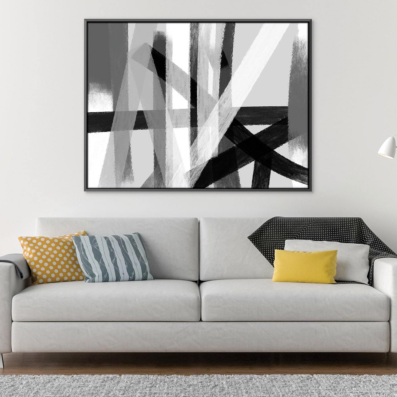 Contemporary Black and White Abstract Oil Painting for Modern Home Decor