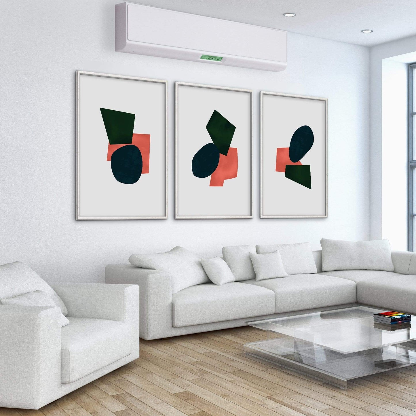 Modern Abstract Oil Painting with Geometric Shapes and Bold Colors