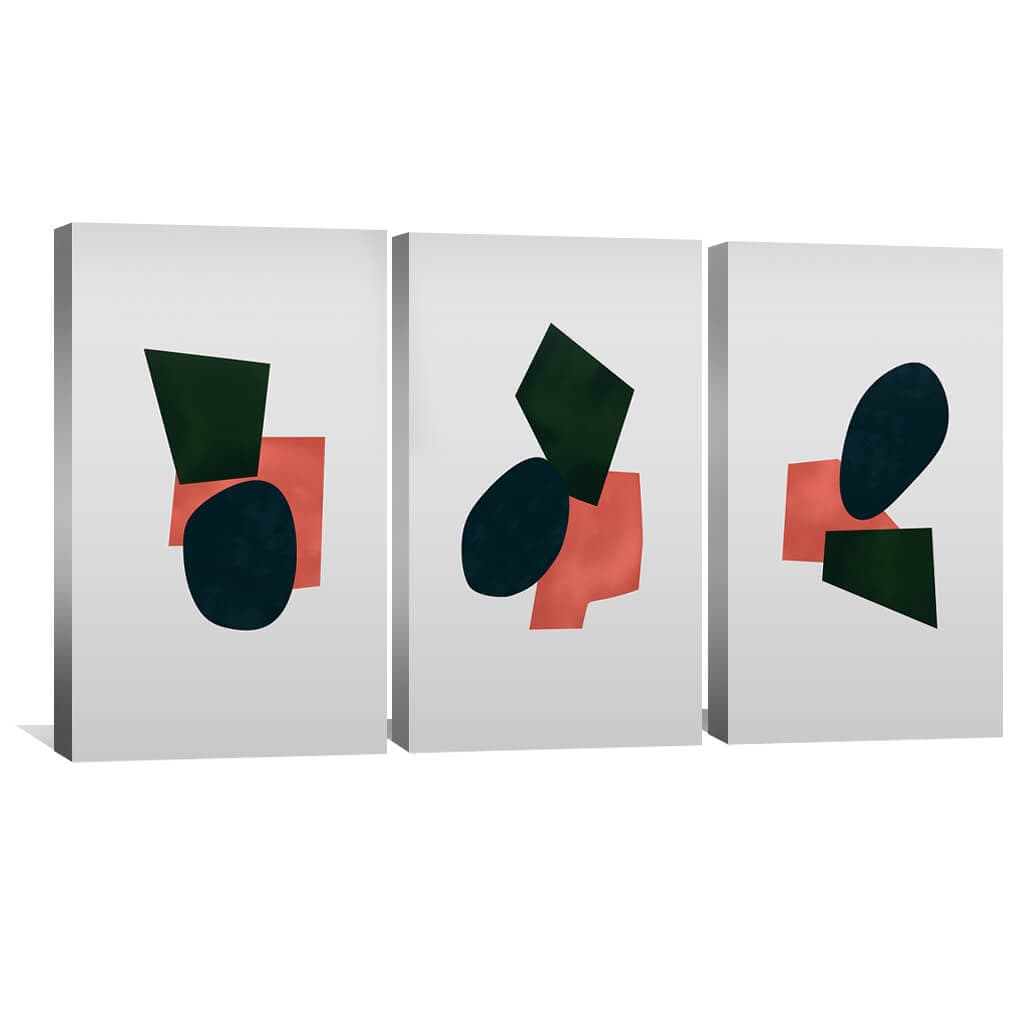 Modern Abstract Oil Painting with Geometric Shapes and Bold Colors