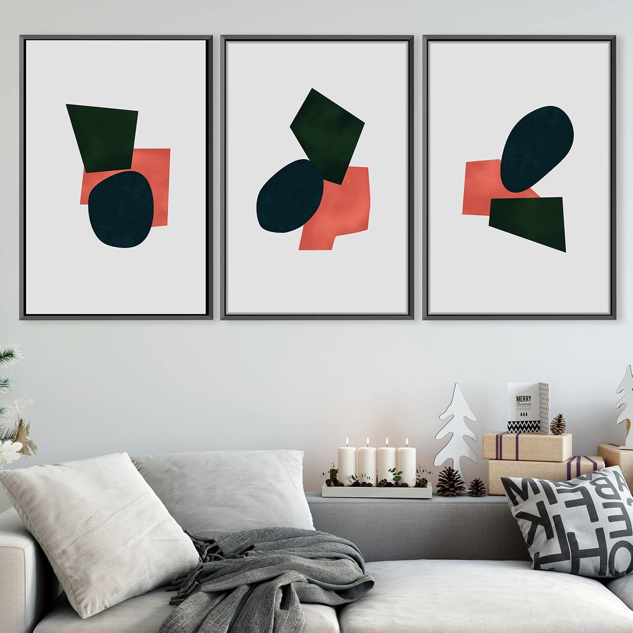 Modern Abstract Oil Painting with Geometric Shapes and Bold Colors