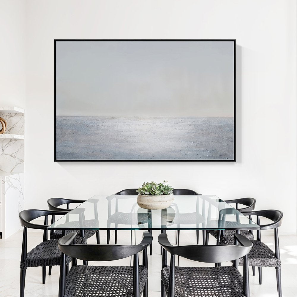 Tranquil Ocean Horizon: Serene Oil Painting for Calm Home Décor