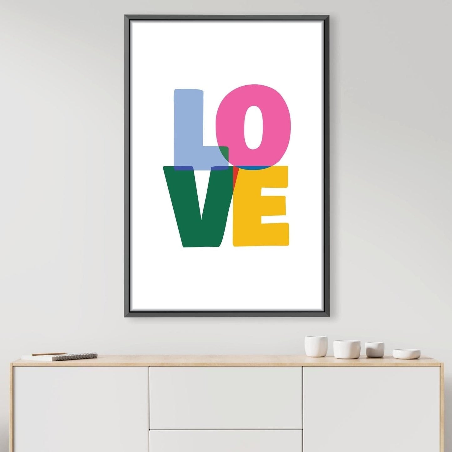 Colorful Love Abstract Canvas Art for Modern Home Décor