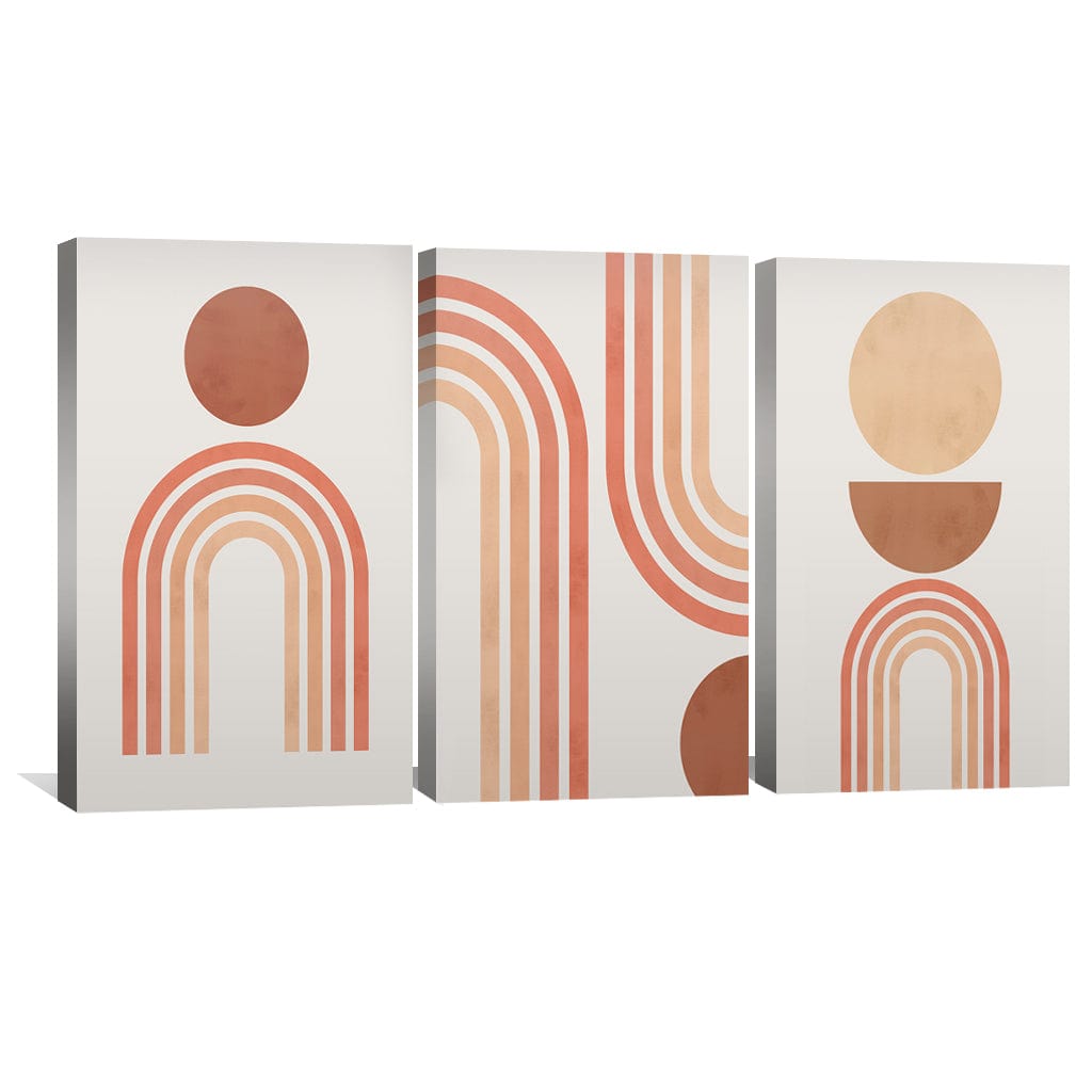 Modern Abstract Oil Painting with Geometric Shapes and Warm Earth Tones