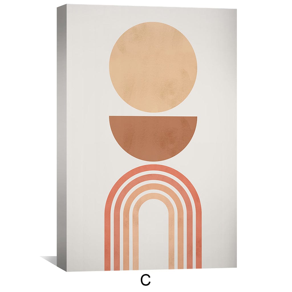 Modern Abstract Oil Painting with Geometric Shapes and Warm Earth Tones
