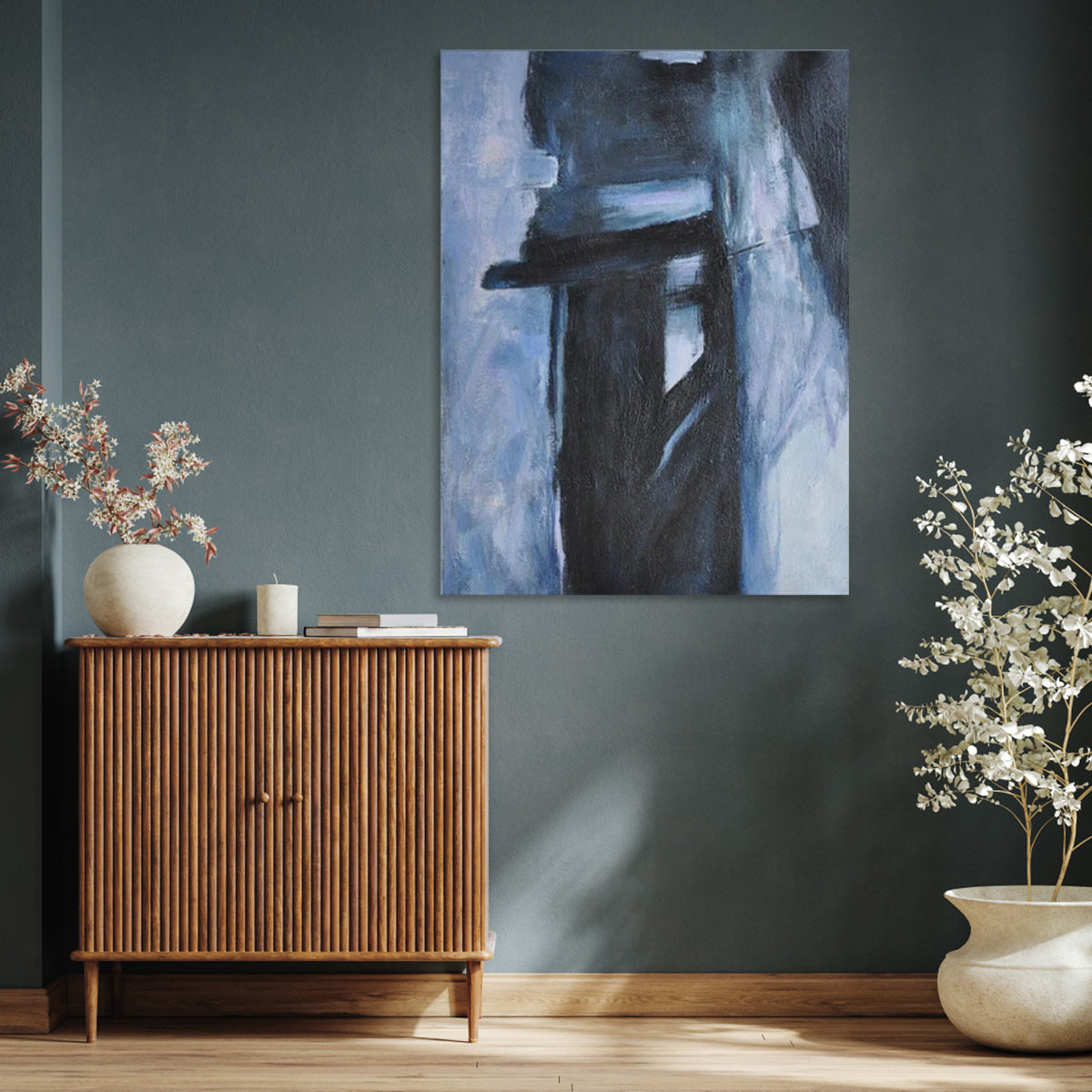 Abstract Blue Oil Painting for Modern Home Decor