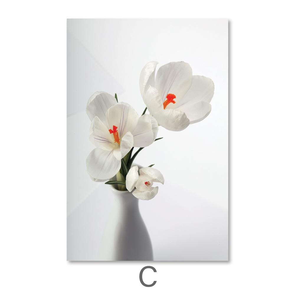 Elegant White Snowdrop Flower Canvas Art for Home Decor