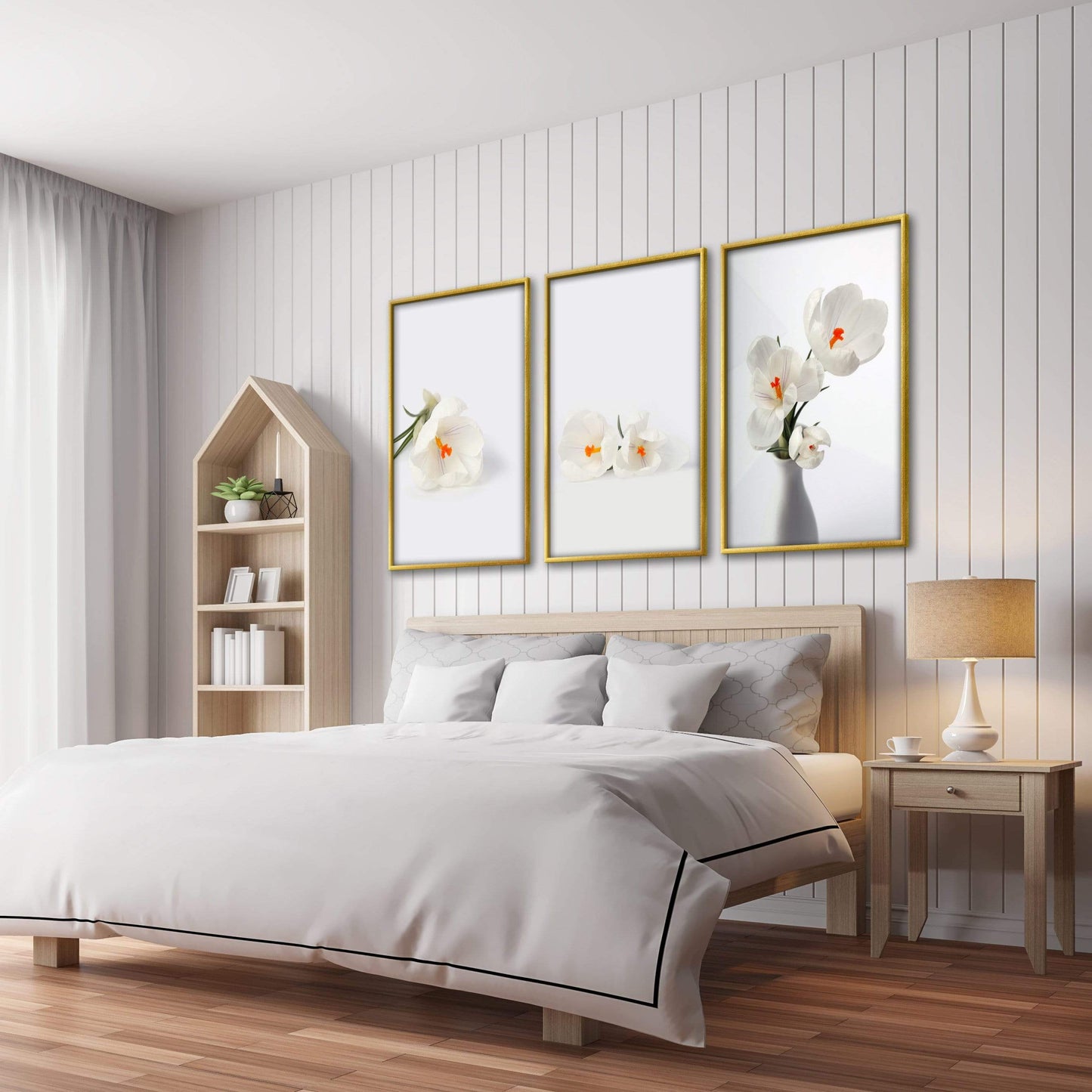 Elegant White Snowdrop Flower Canvas Art for Home Decor