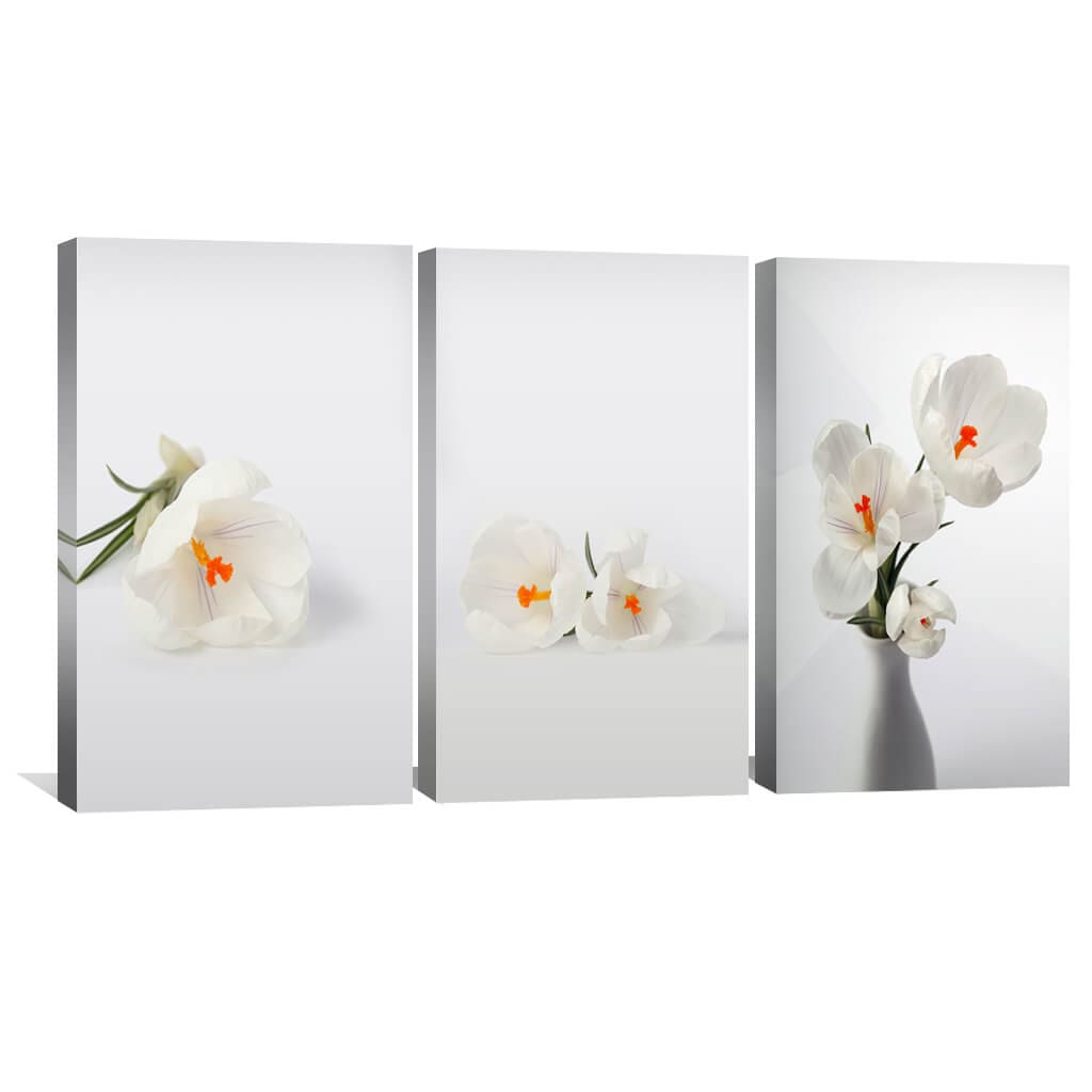 Elegant White Snowdrop Flower Canvas Art for Home Decor