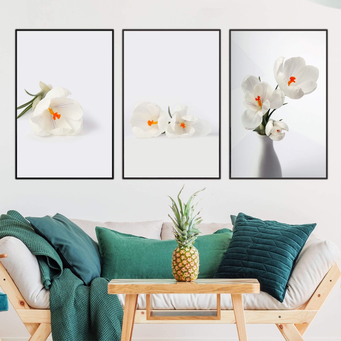 Elegant White Snowdrop Flower Canvas Art for Home Decor