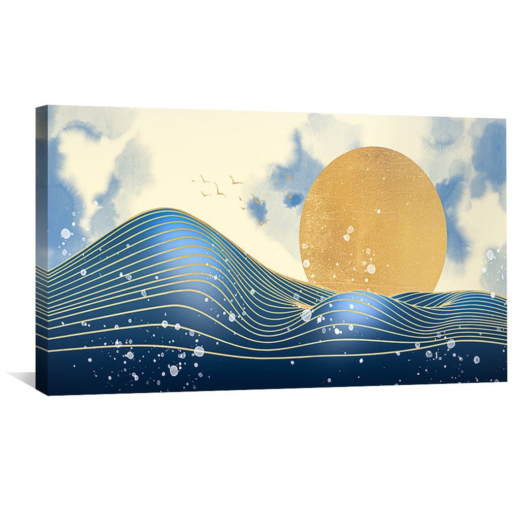 Gold Sunlit Waves Oil Painting – Coastal Serenity for Modern Decor