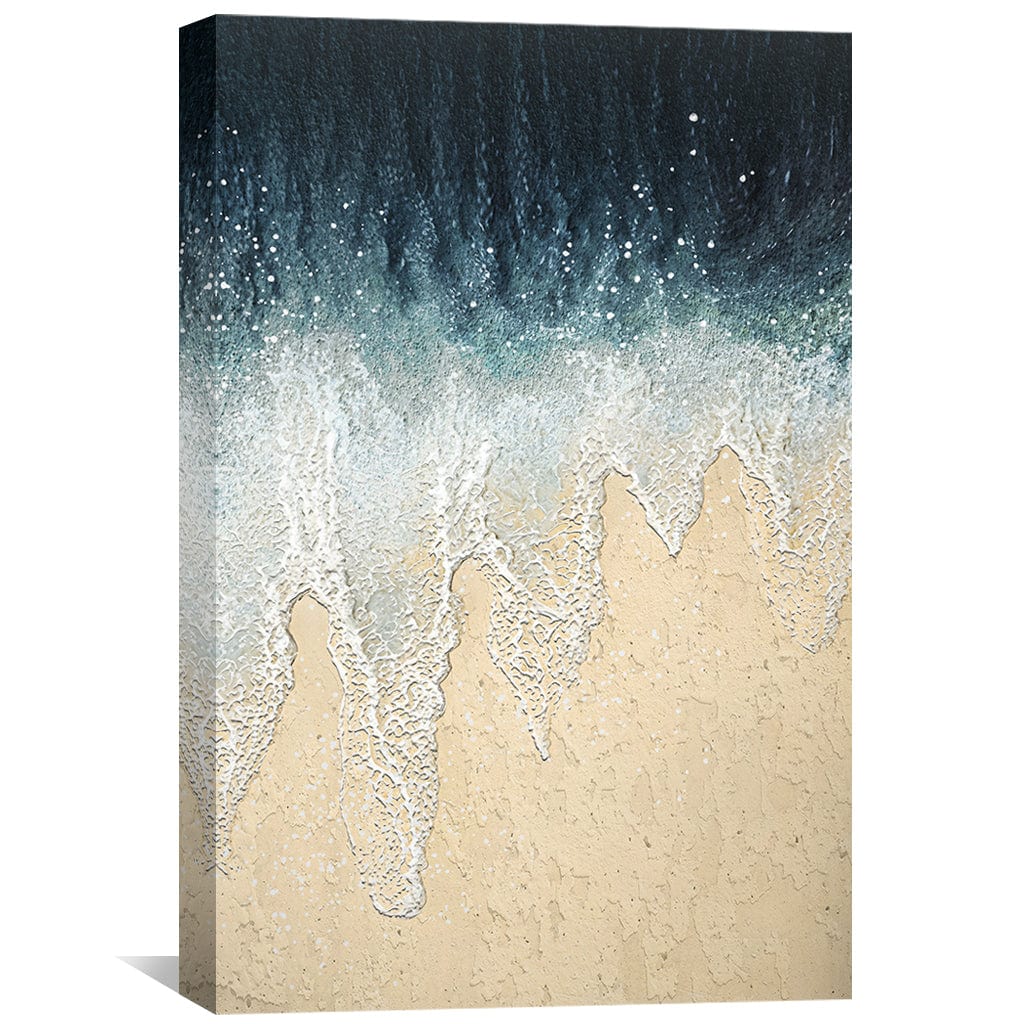 Coastal Serenity: Stunning Ocean Waves and Sandy Shores Oil Painting
