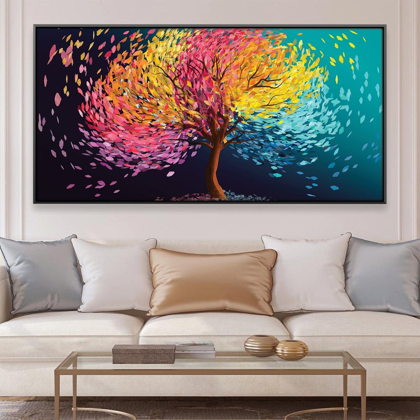 Colorful Abstract Tree Painting - Vibrant Oil Artwork for Modern Home Decor