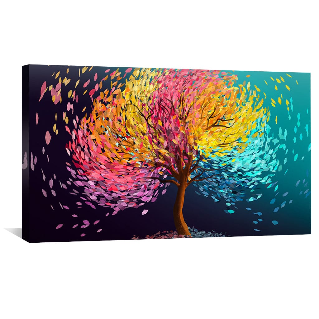 Colorful Abstract Tree Painting - Vibrant Oil Artwork for Modern Home Decor
